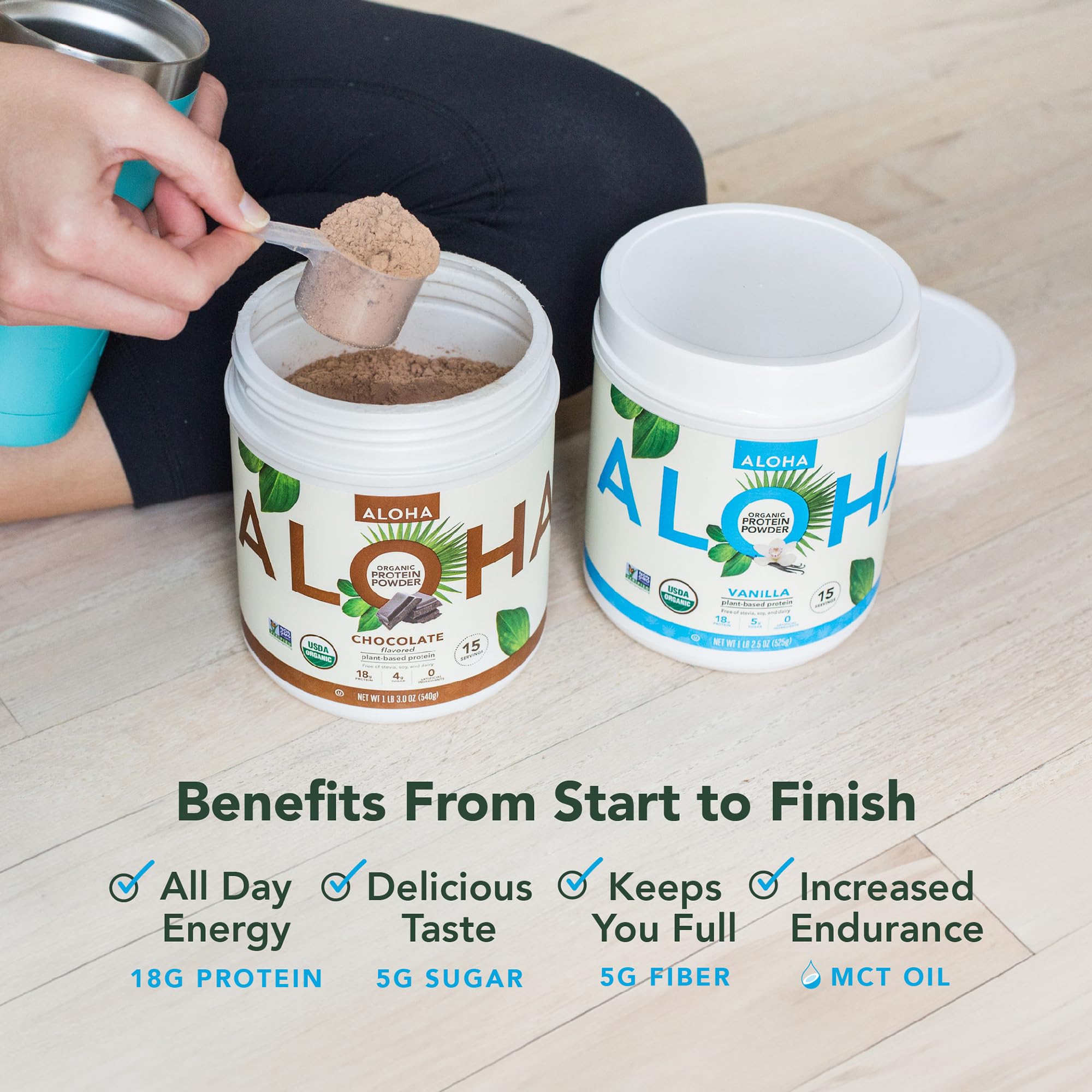 ALOHA Organic Plant Based Protein Powder - Vegan, Non-GMO

