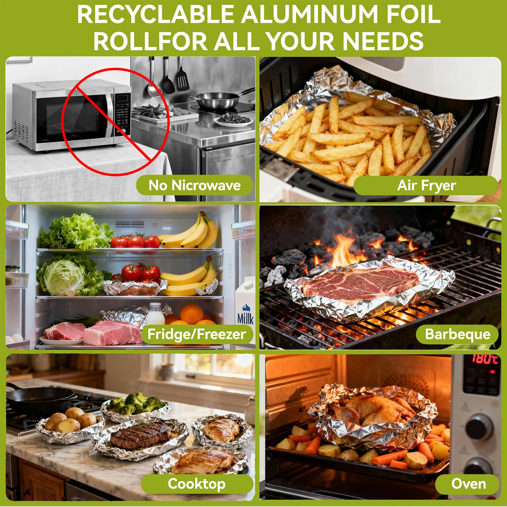 HKZJKJ Aluminum Foil Roll with Cutter | Food Safe

