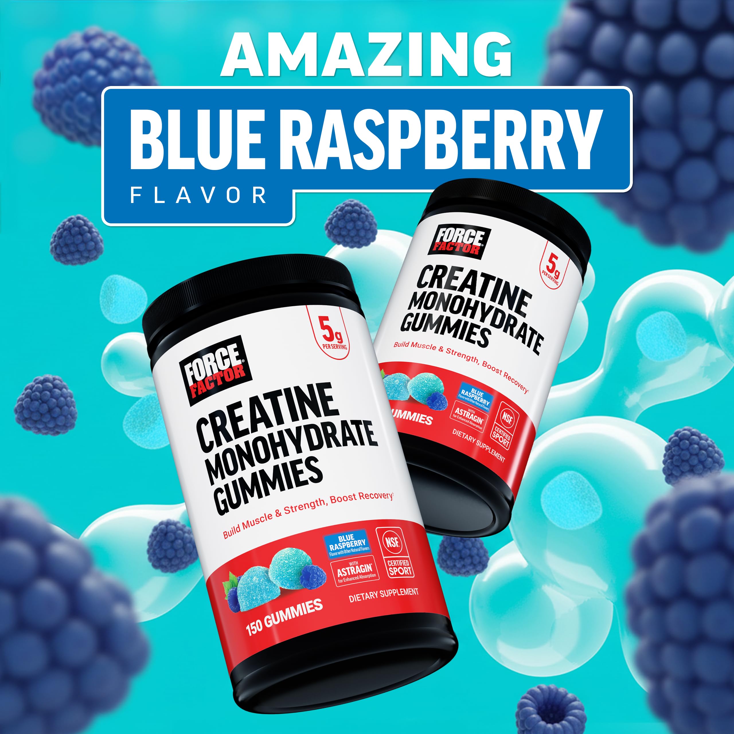 Force Factor Creatine Monohydrate Gummies – 5g Dose – NSF Certified

