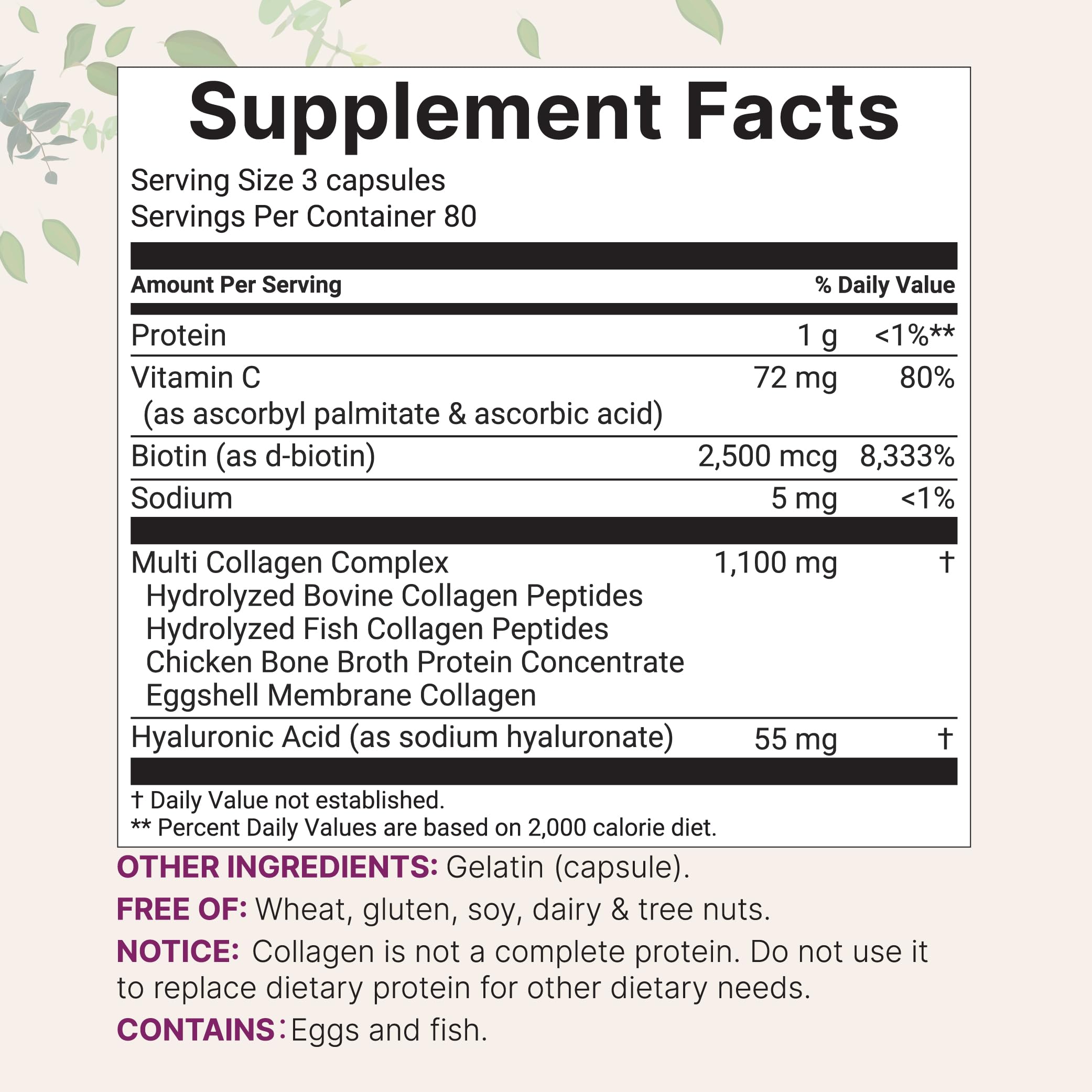 Micro Ingredients Multi Collagen Capsules Biotin

