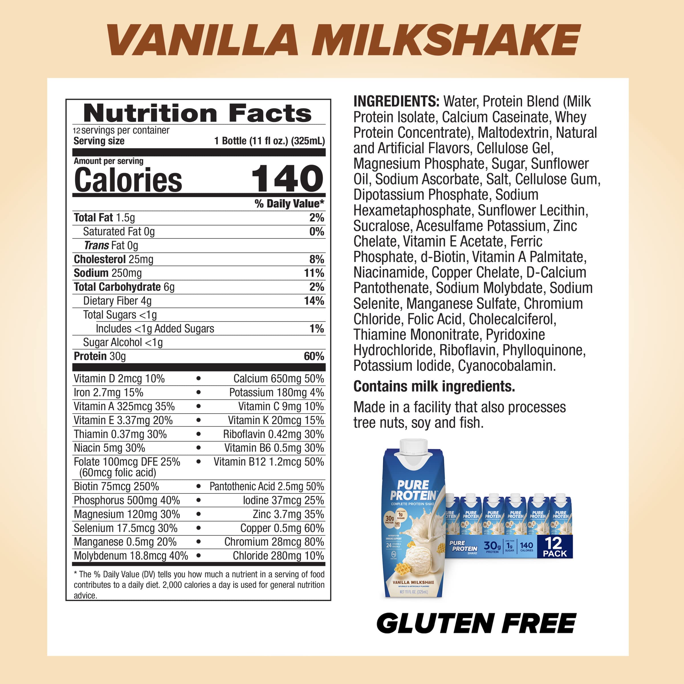 Pure Protein Shake 30g Protein RTD Keto-Friendly

