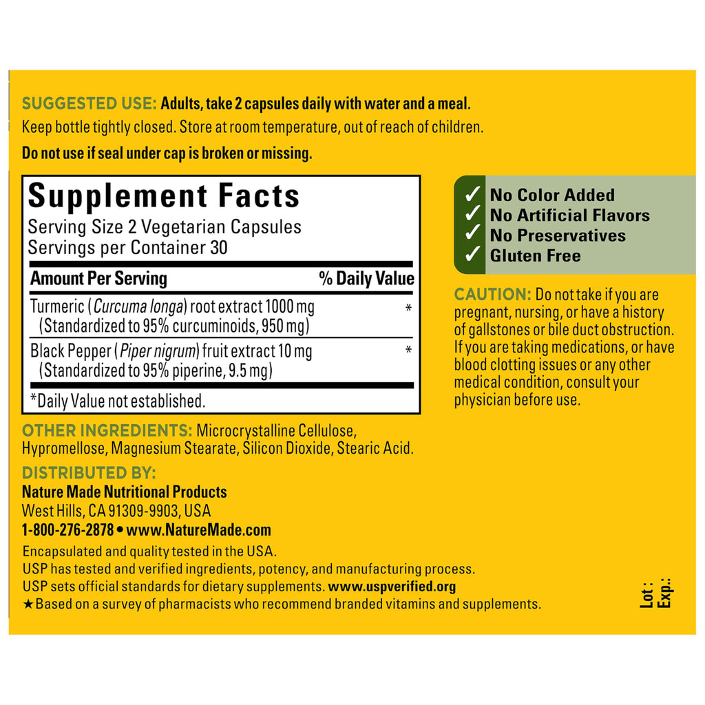 Nature Made Turmeric Curcumin with Black Pepper Extra Strength

