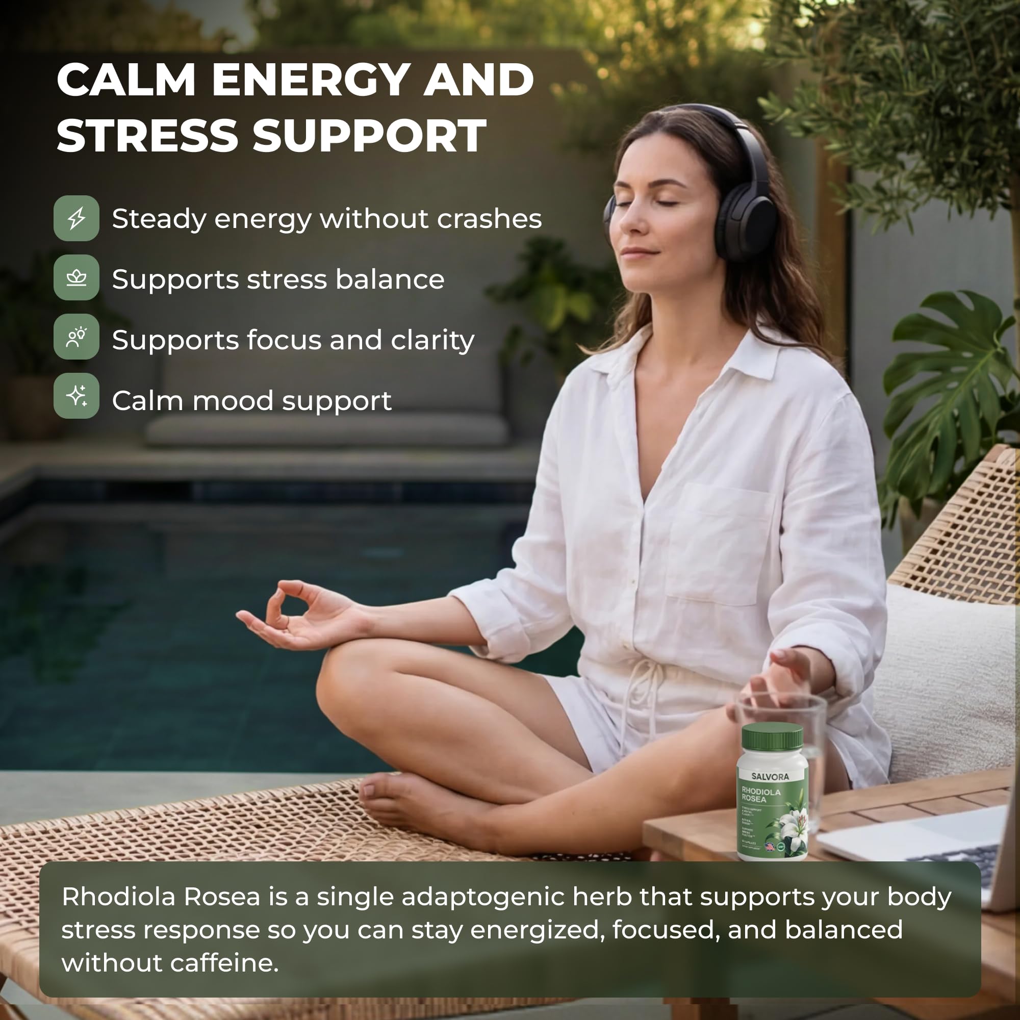 Rhodiola Rosea Adaptogen Supplement for Stress & Focus

