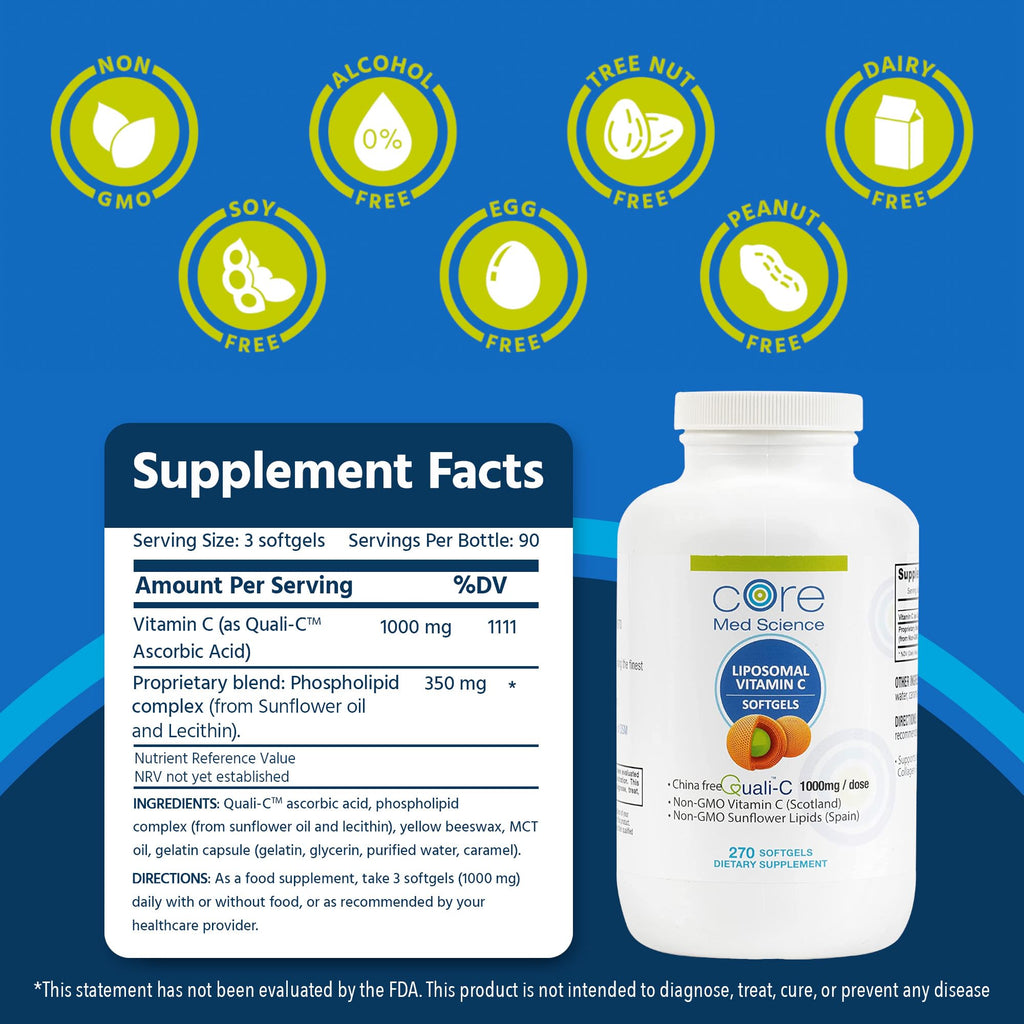Core Med Science Liposomal Vitamin C 1000mg Immune Support

