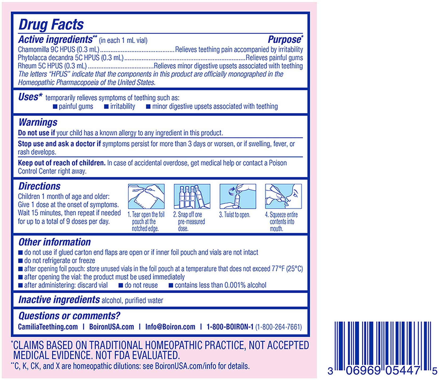 Boiron Camilia Teething Drops for Babies - Plant-Based

