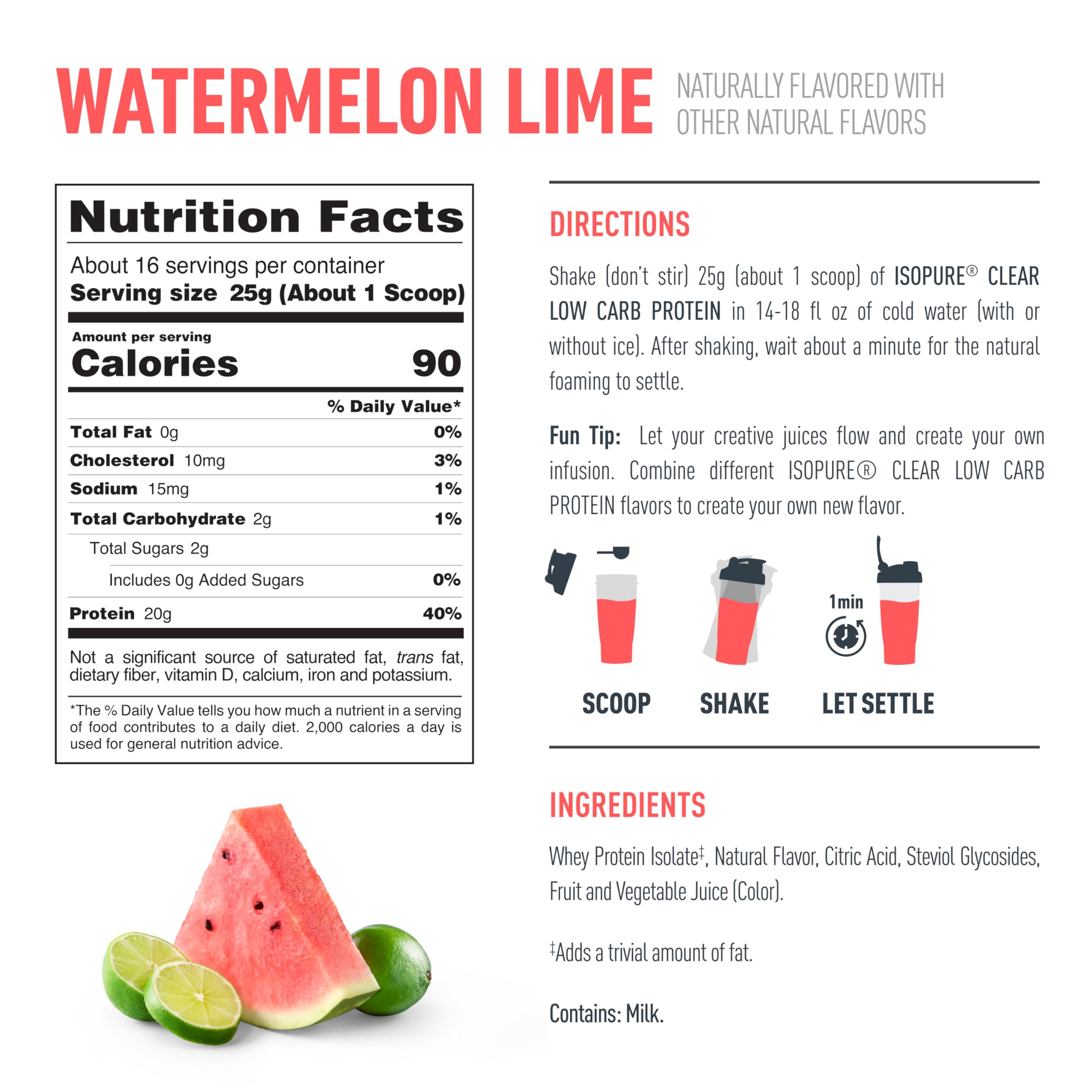Isopure Clear Whey Isolate Protein Powder - Lactose Free

