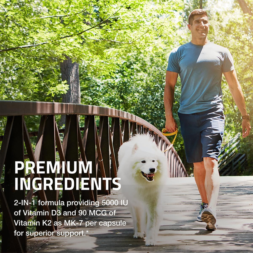 Bronson Vitamin K2 D3 MK-7 2-in-1 Supplement for Bone Health

