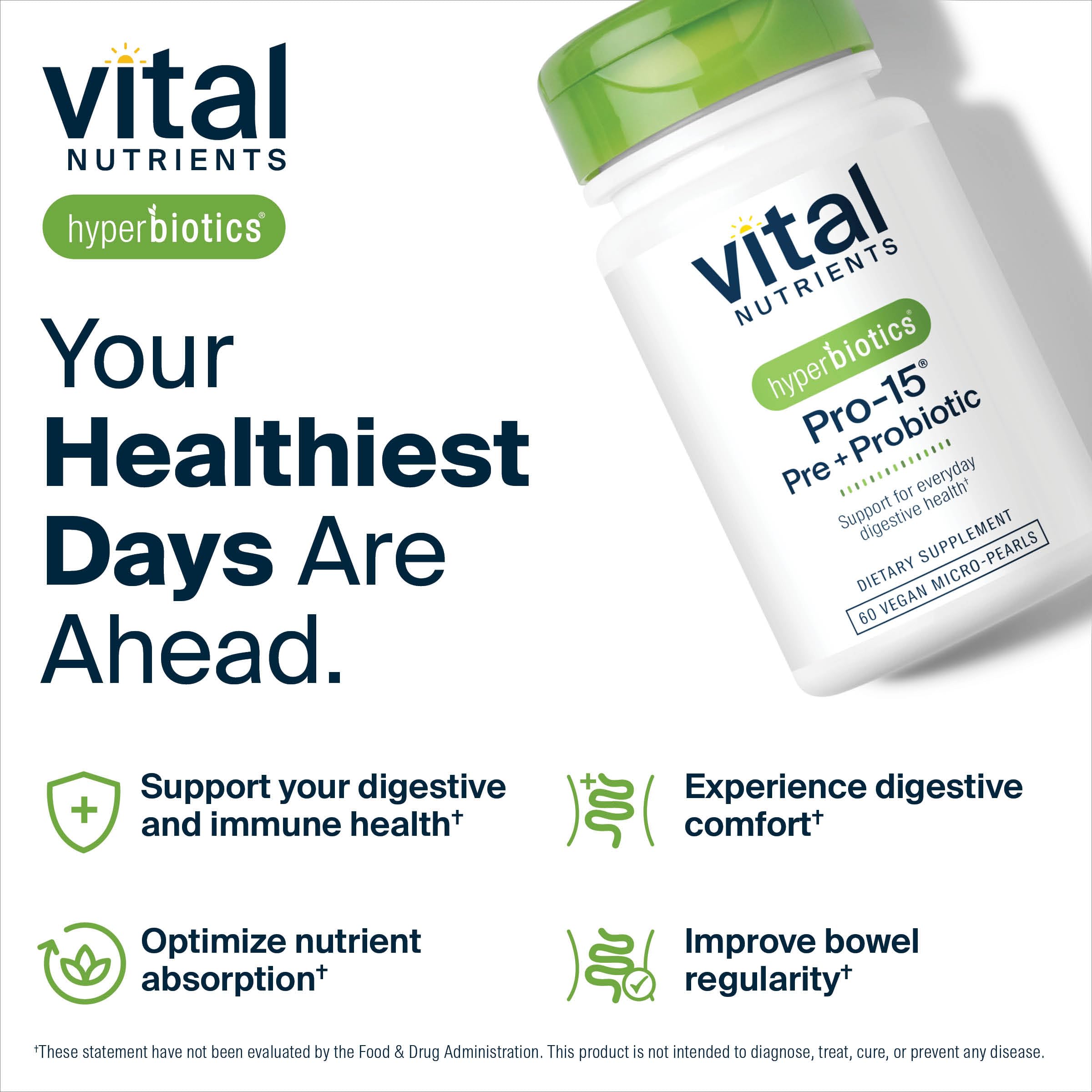 Vital Nutrients Probiotics & Prebiotics for Women and Men

