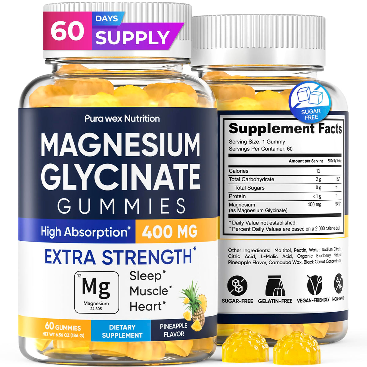 Magnesium Glycinate Gummies 400mg – High Absorption Supplement