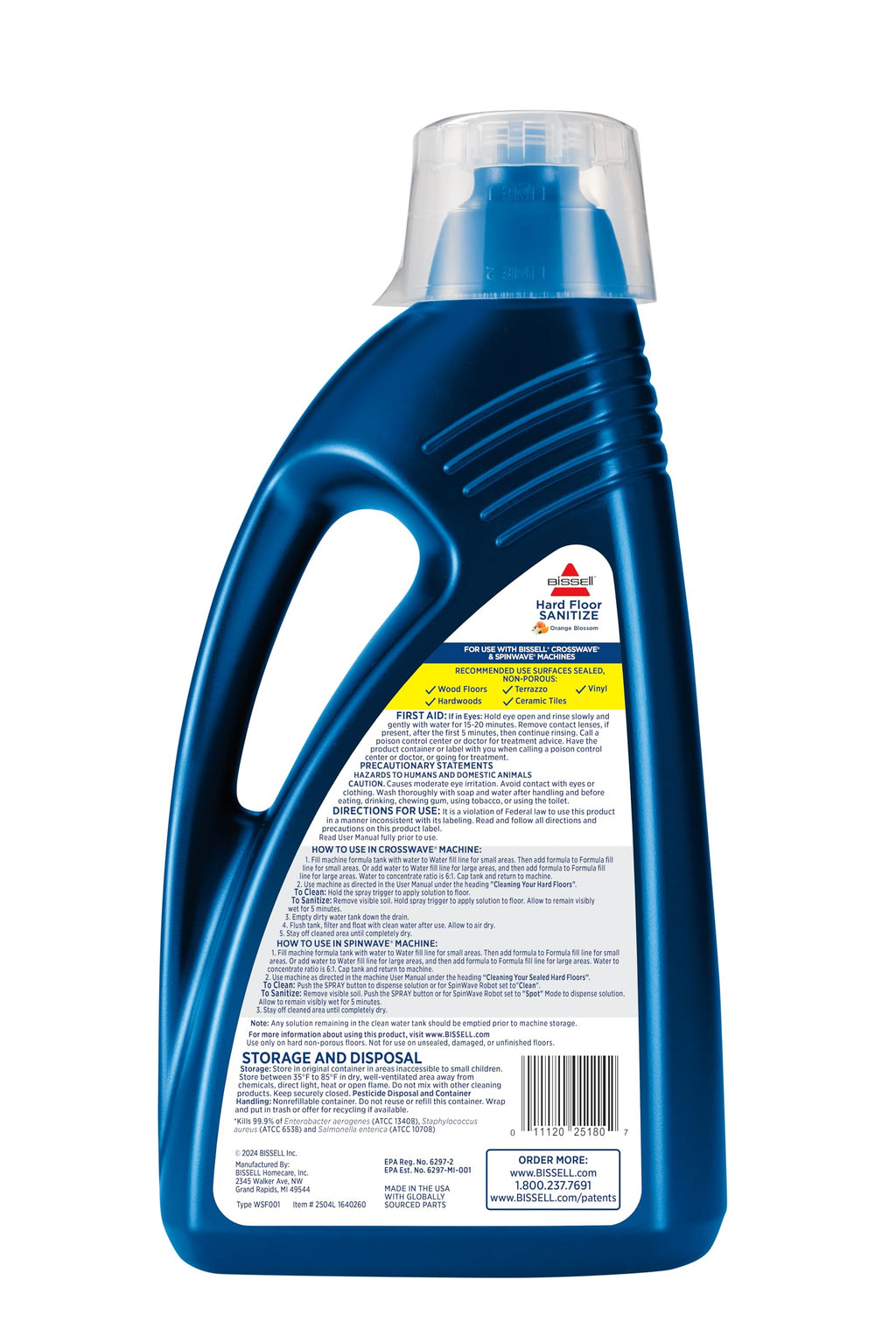 BISSELL Hard Floor Sanitize Solution CrossWave & SpinWave

