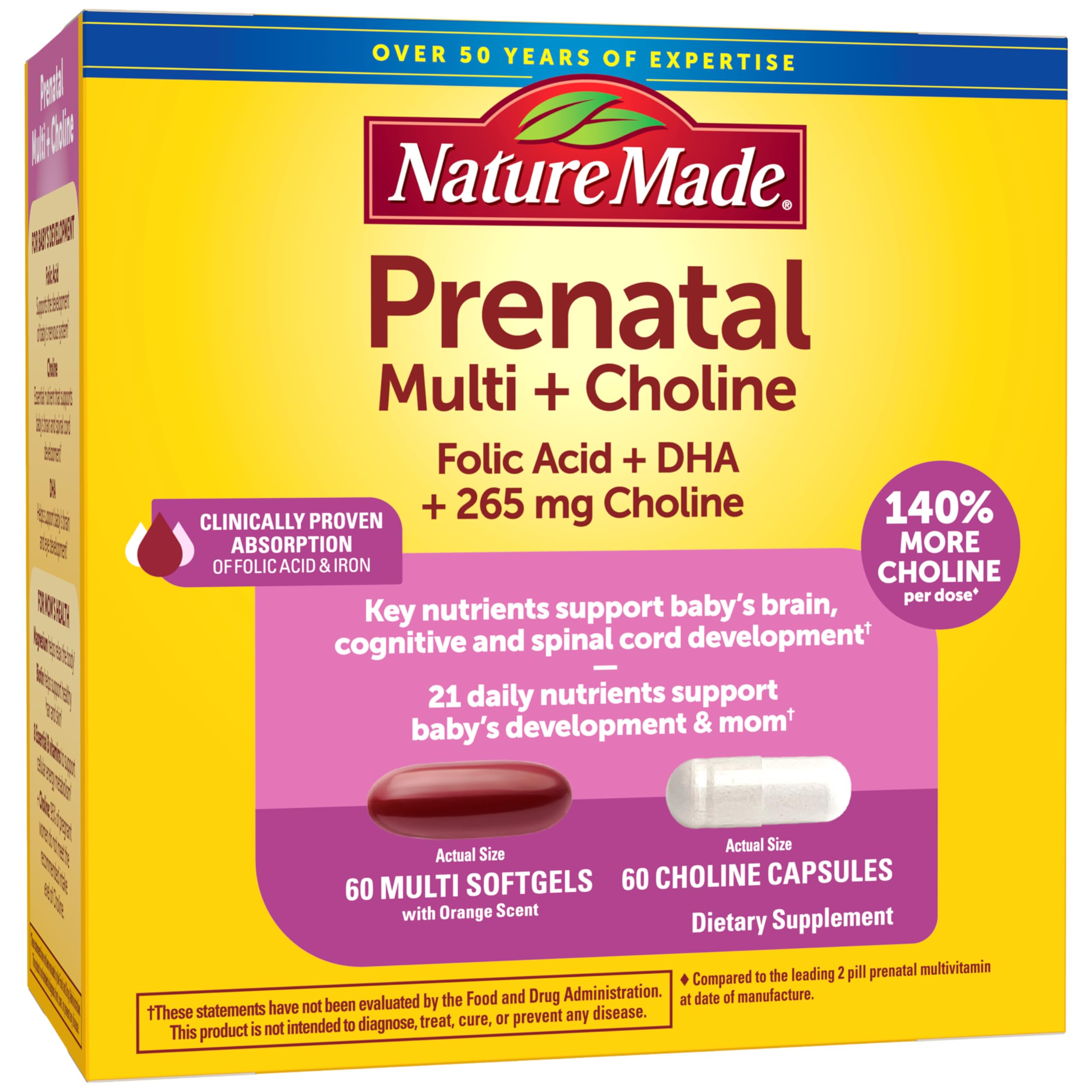 Nature Made Prenatal Vitamin + Choline DHA Folic Acid

