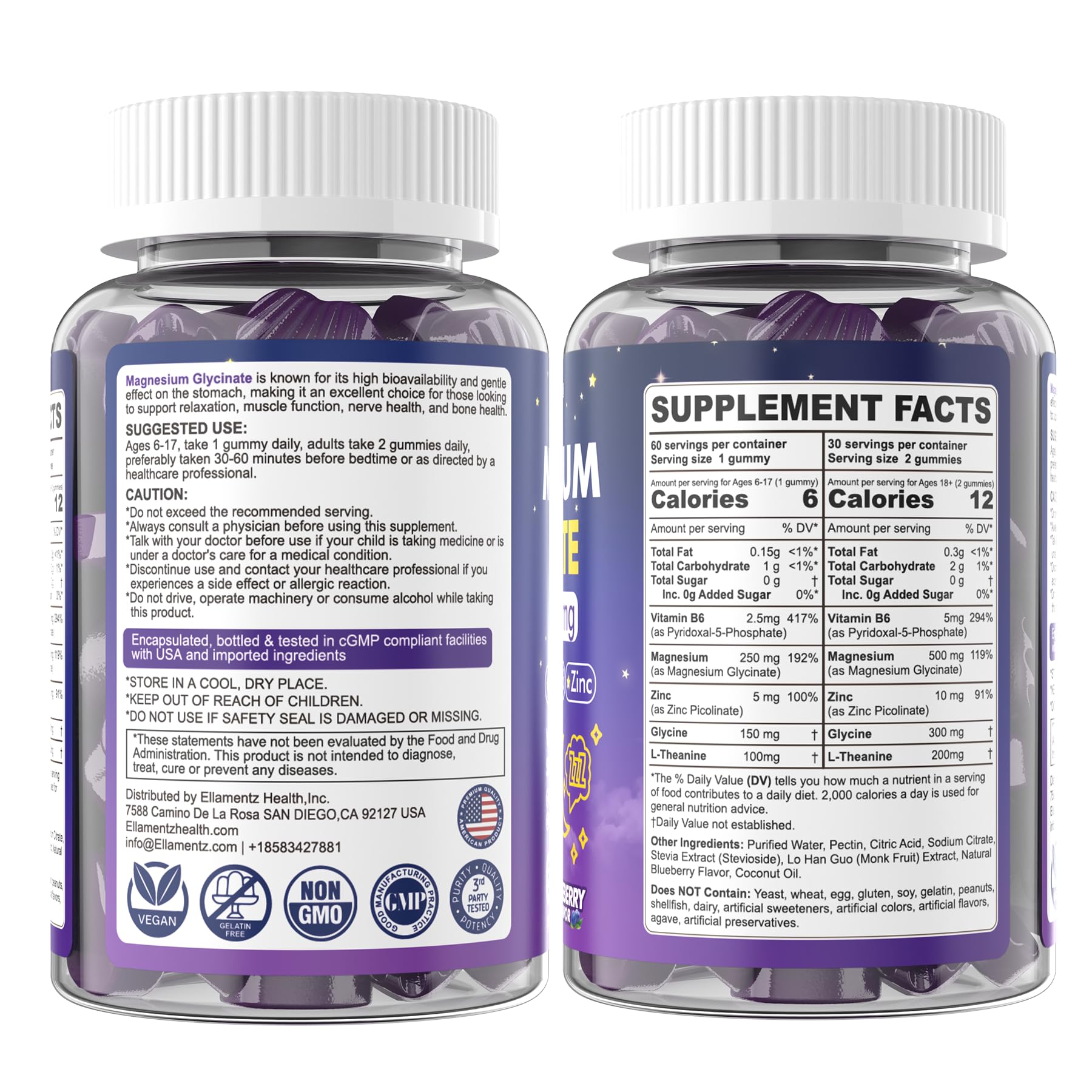 Ellamentz Magnesium Glycinate Gummies for Sleep & Calm

