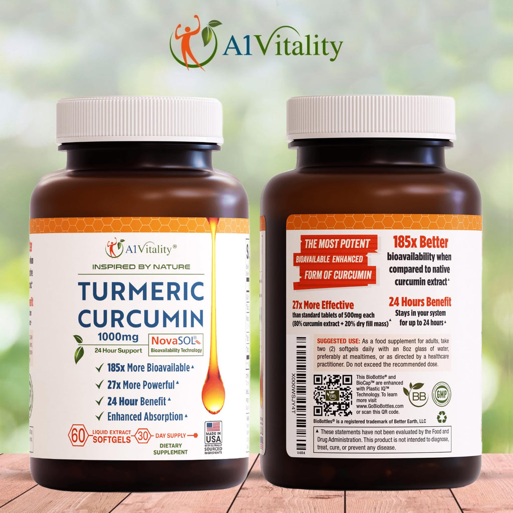 A1Vitality NovaSOL Turmeric Curcumin 1000mg Softgels

