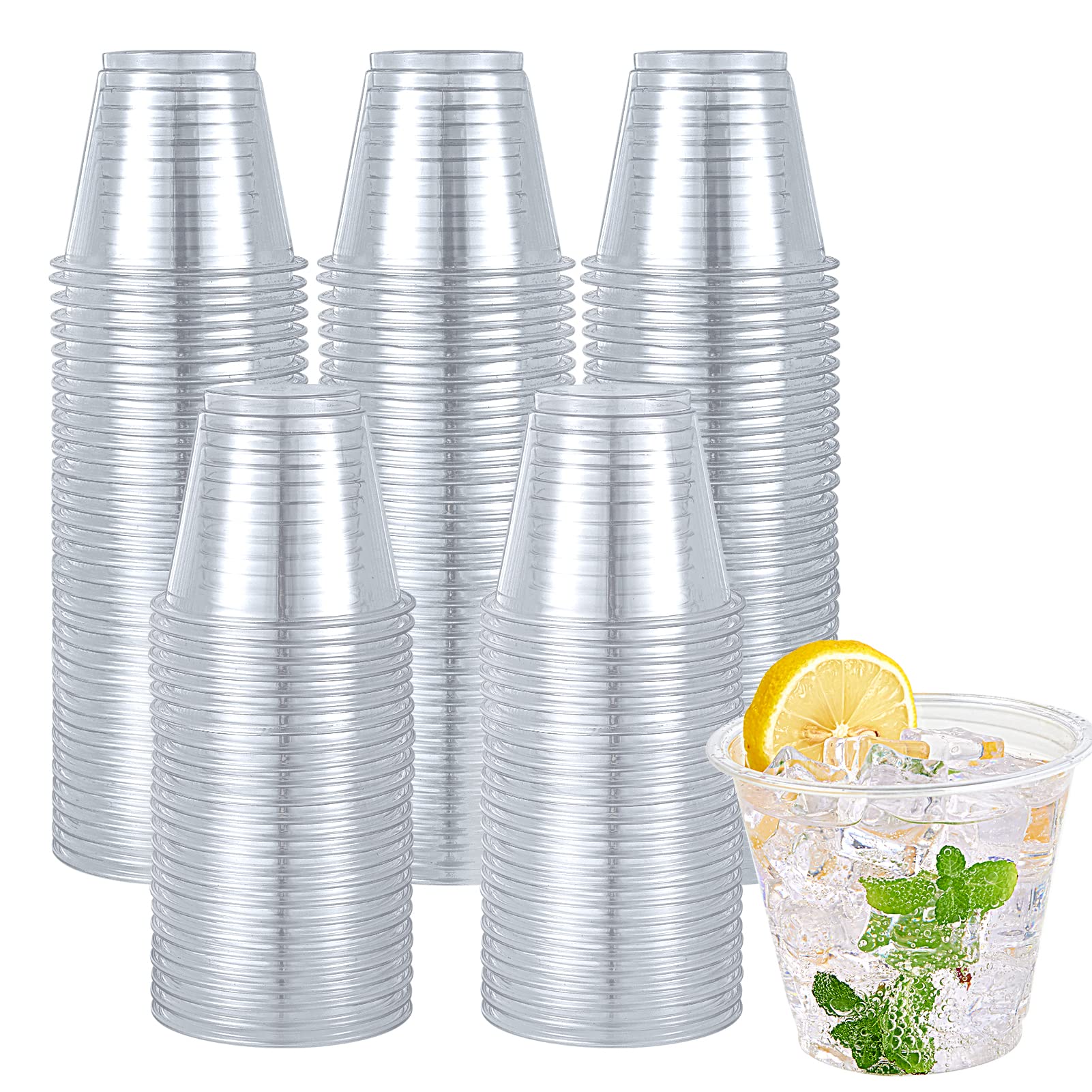 Turbo Bee Clear PET Cups - Disposable Crystal Drinking Cups

