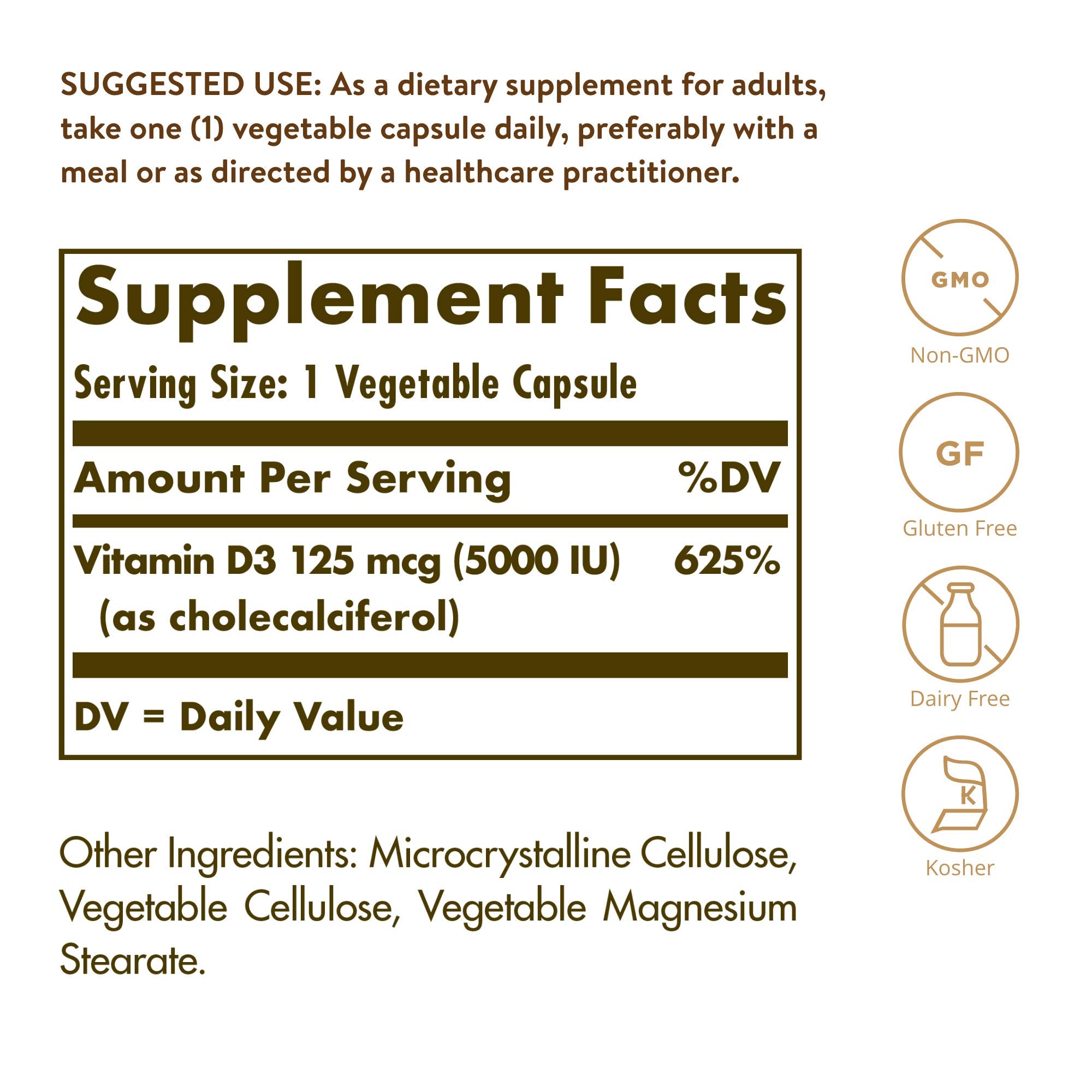 Solgar Vitamin D3 125 mcg (5000 IU) Immune Support


