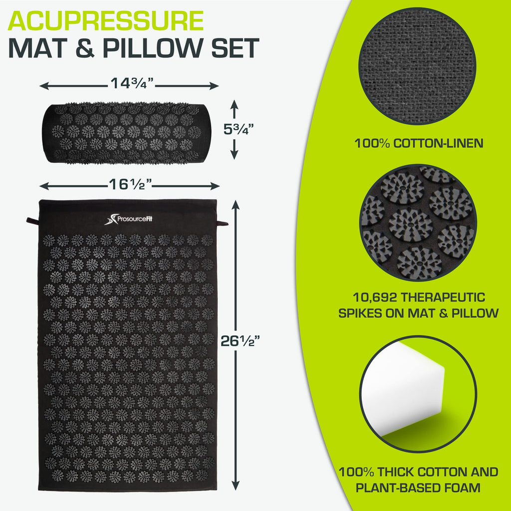 ProsourceFit Acupressure Mat and Pillow Set for Pain Relief

