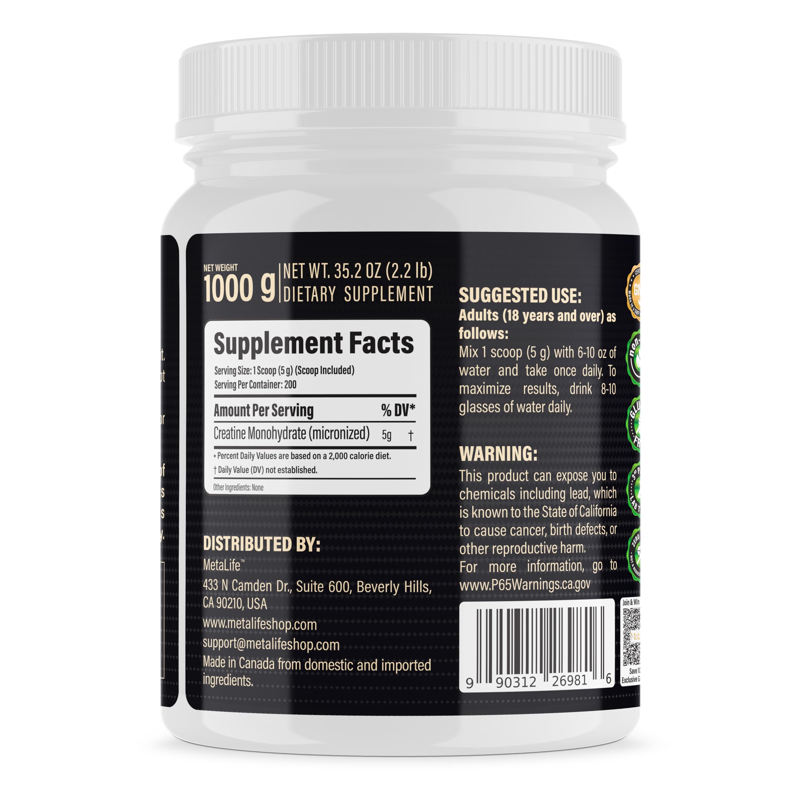 Creatine Monohydrate Powder Micronized | Unflavored & Vegan

