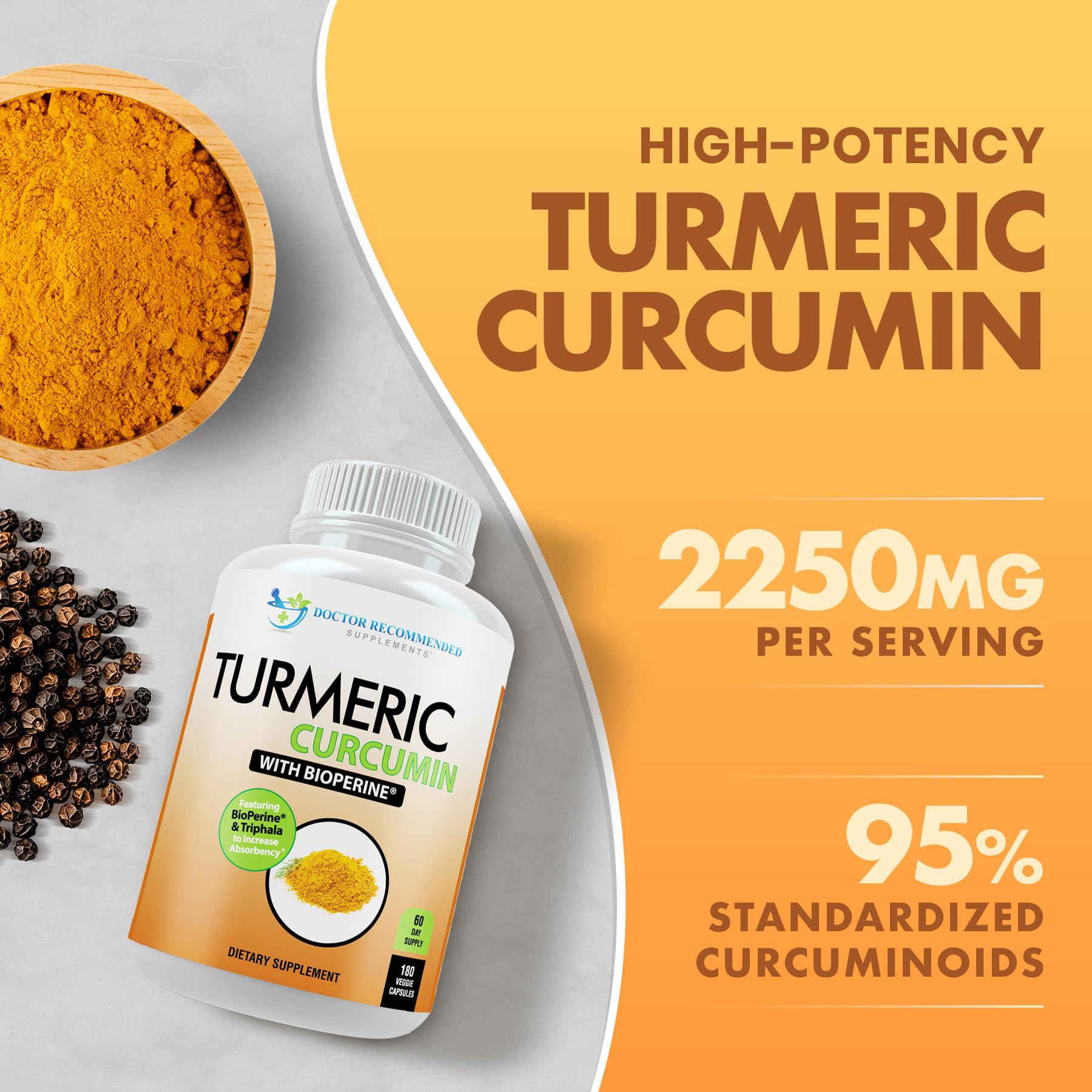 Turmeric Curcumin with BioPerine Organic Veggie Caps

