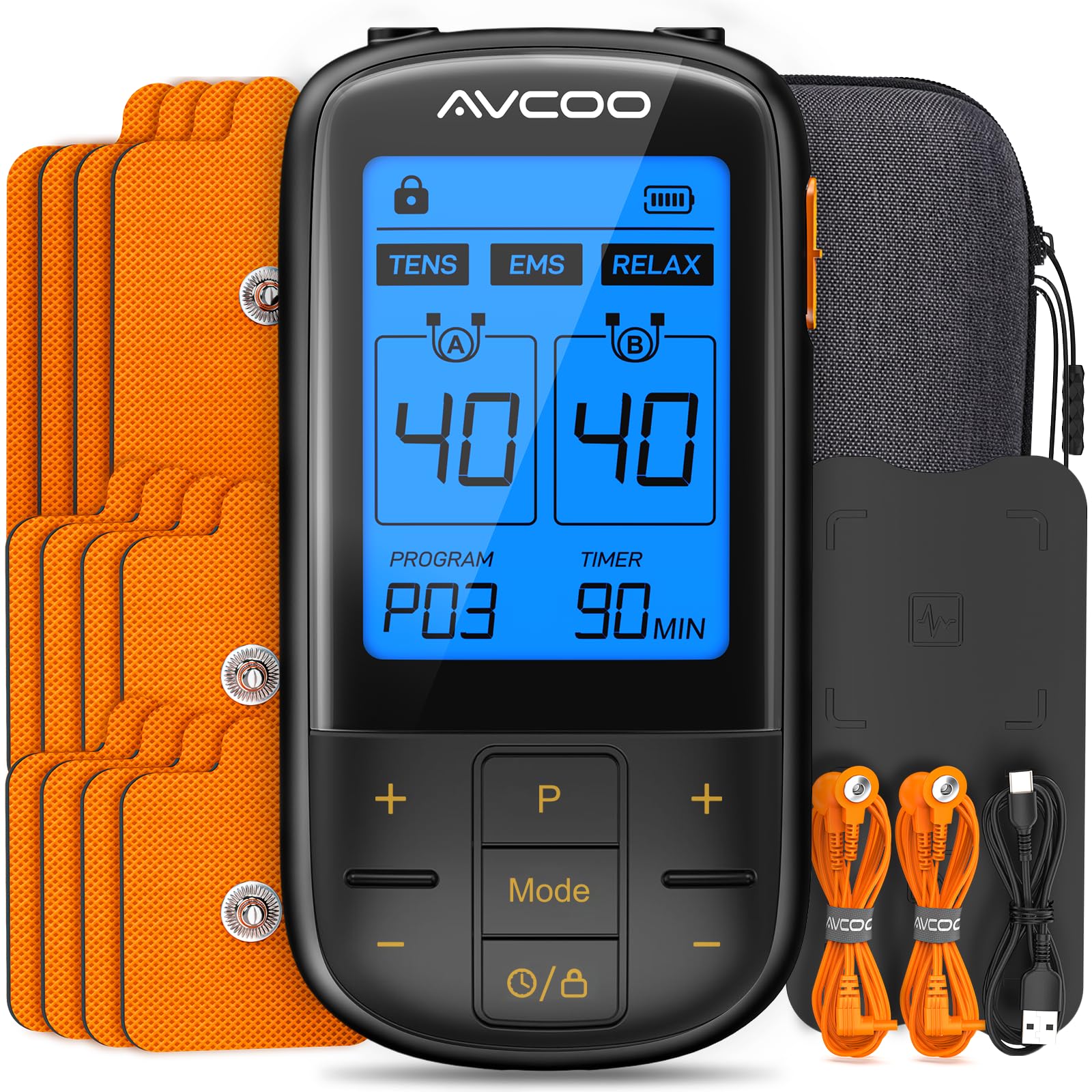 AVCOO TENS EMS Massager All-in-One USB Rechargeable

