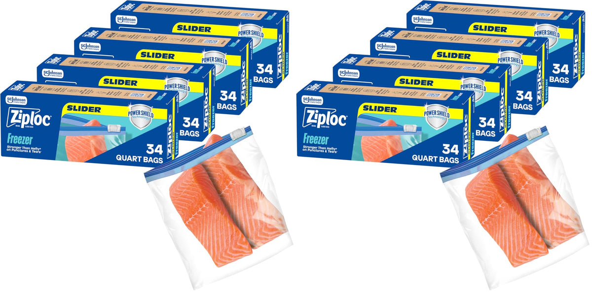 Ziploc Quart Freezer Slider Bags - Durable Food Storage