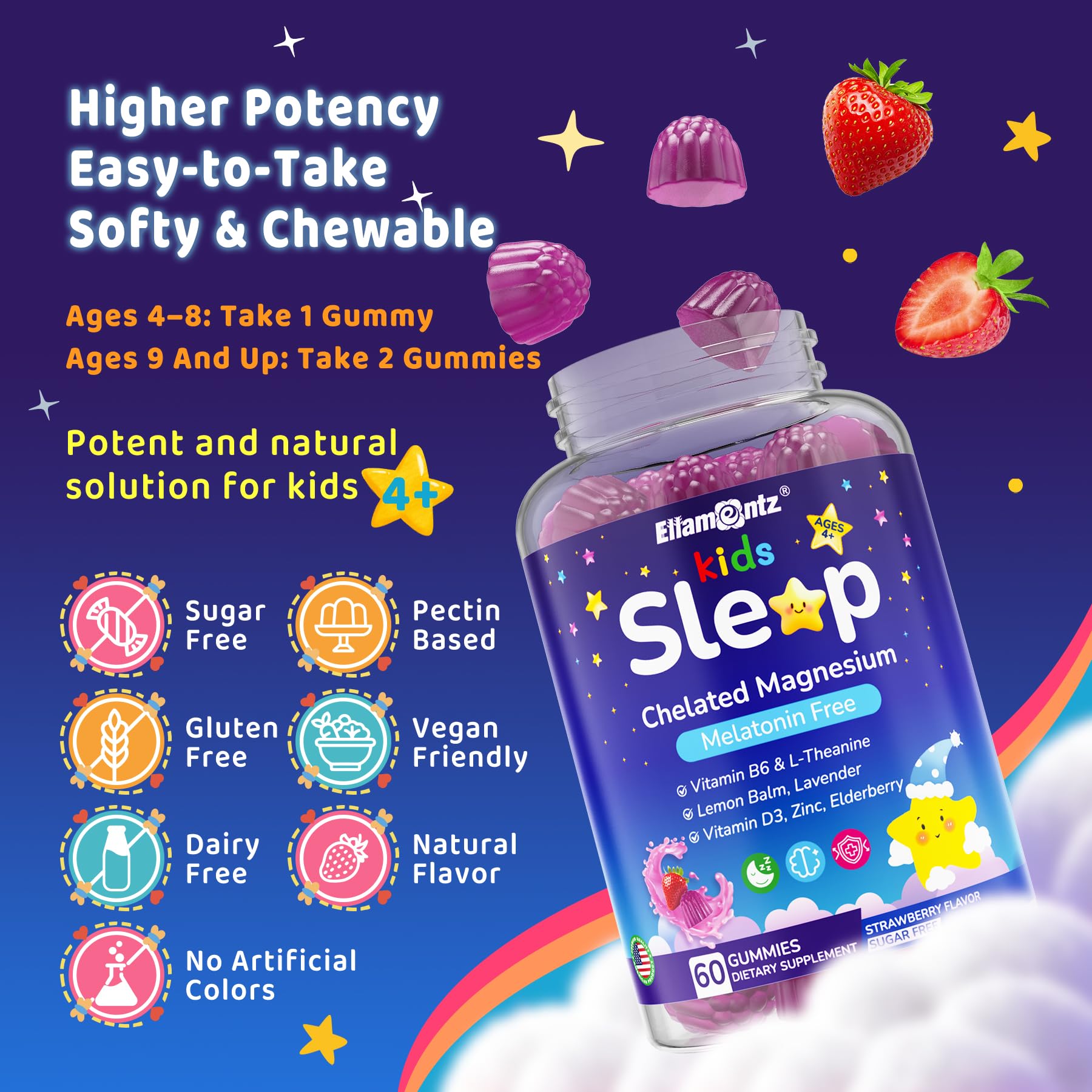 Kids Sleep Gummies Melatonin-Free with Magnesium & L-Theanine


