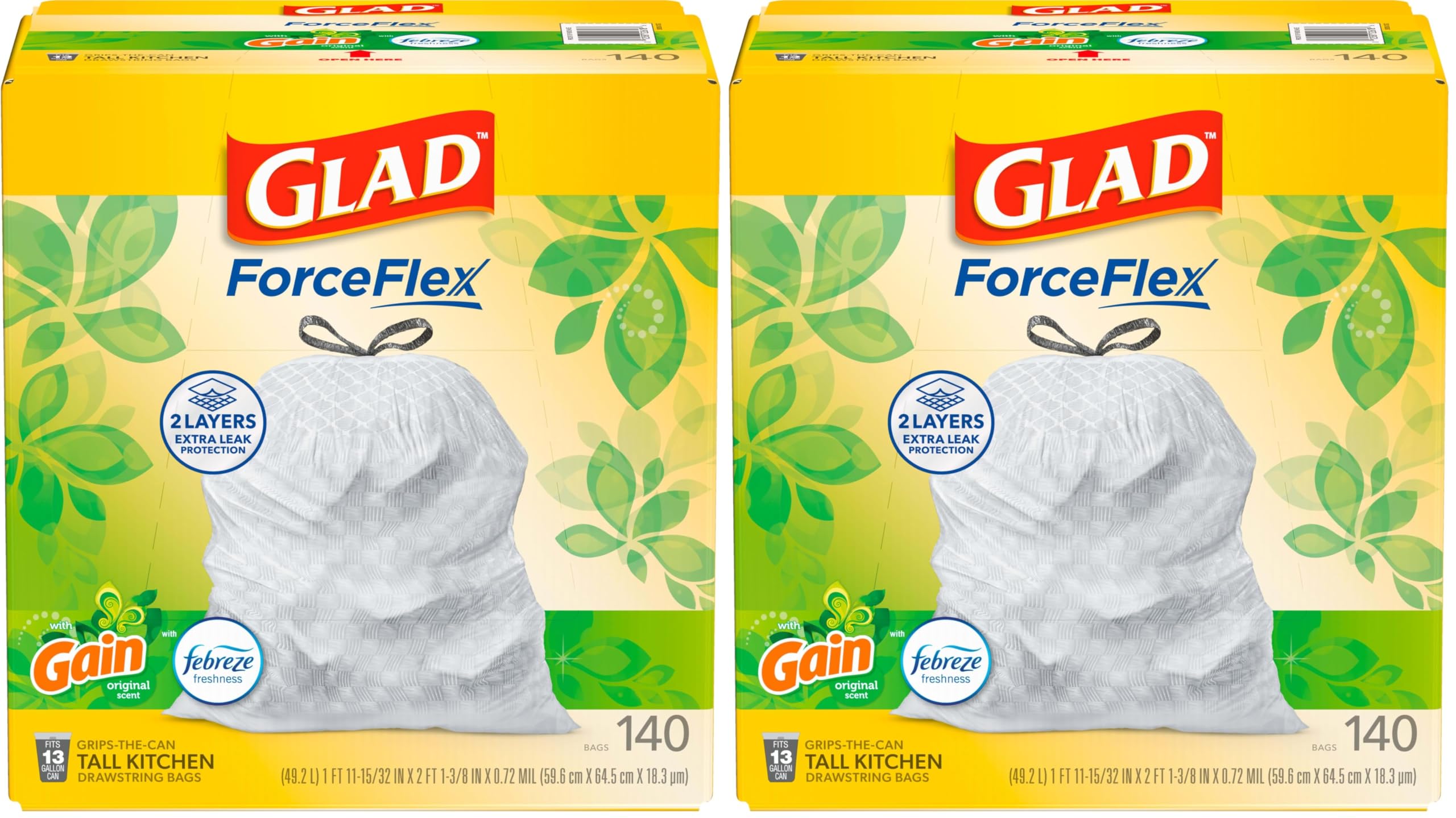 Glad ForceFlex Tall Kitchen Trash Bags with Febreze Gain Original