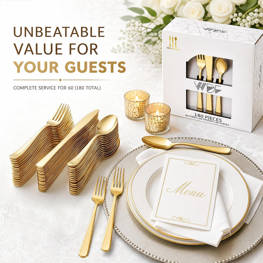 WDF Disposable Plastic Silverware Set | Heavy-Duty Cutlery

