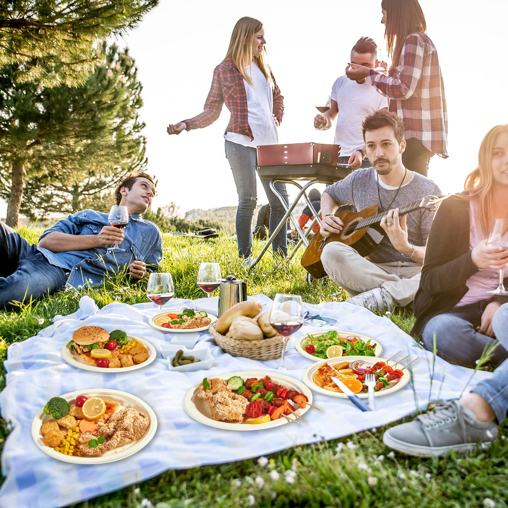 Vplus Oval Paper Plates - Compostable Bagasse Fiber

