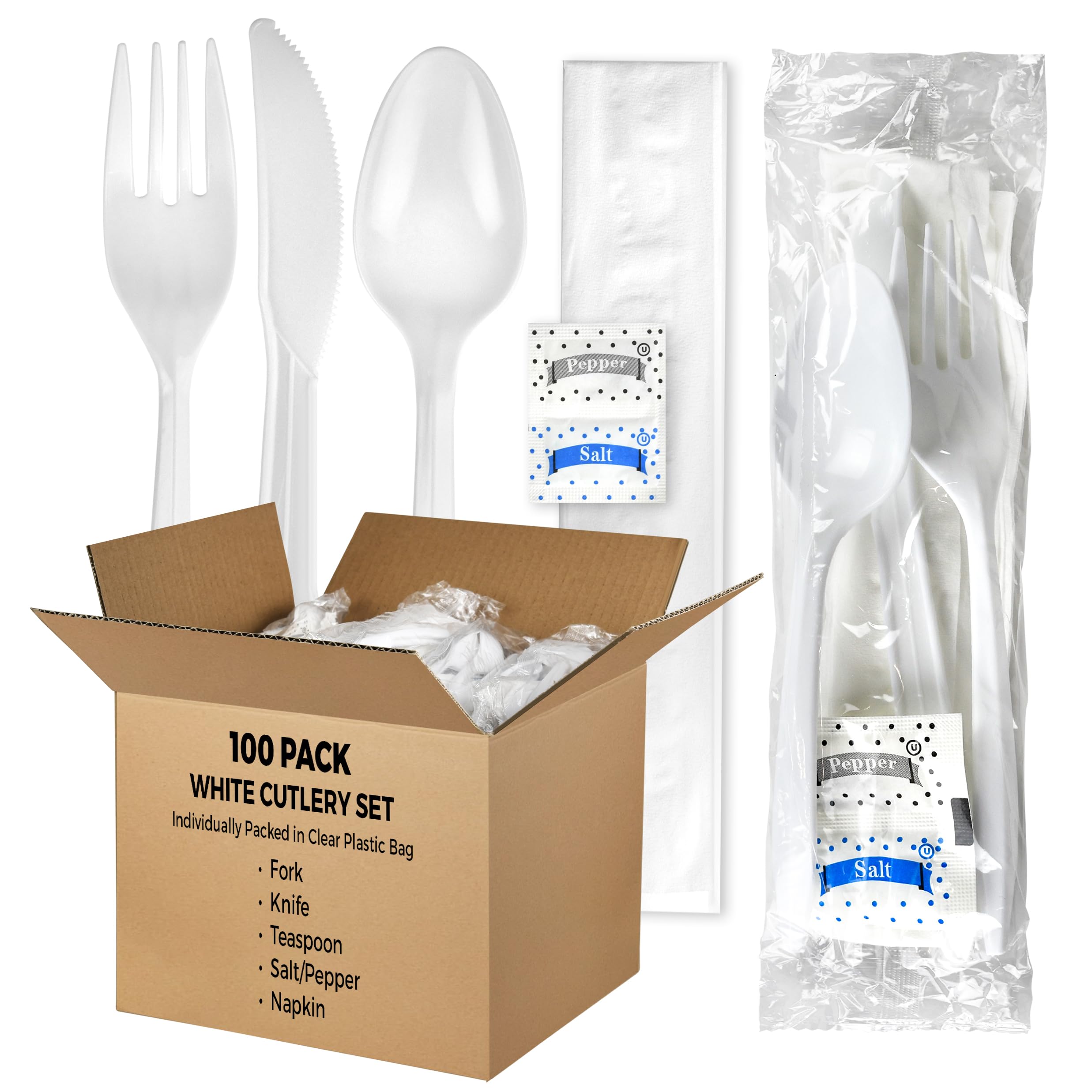 KitchenDine Wrapped Disposable Cutlery Set with Napkin

