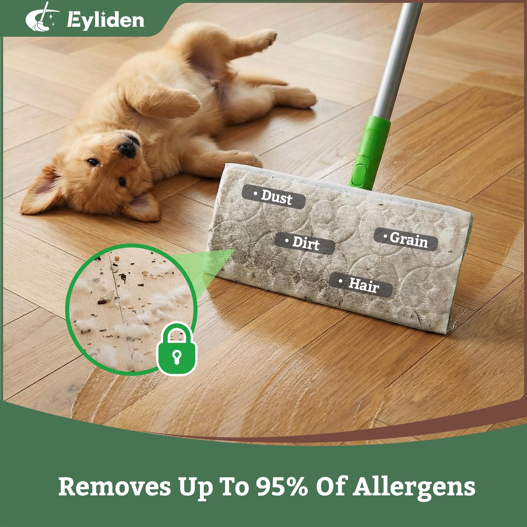Eyliden Sweeper Mop Starter Kit with Disposable Cloths

