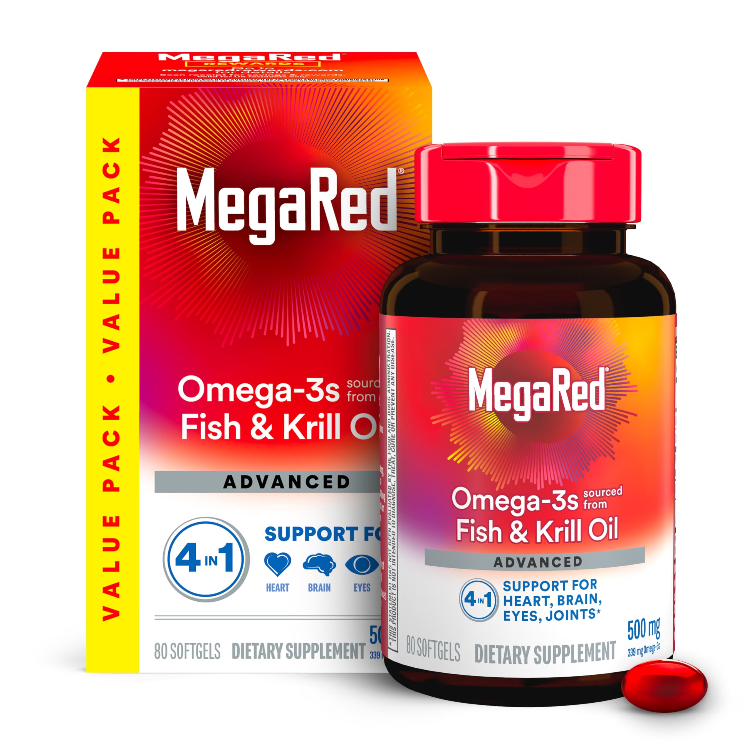 MegaRed Omega 3 Fish Oil & Krill Oil Softgels

