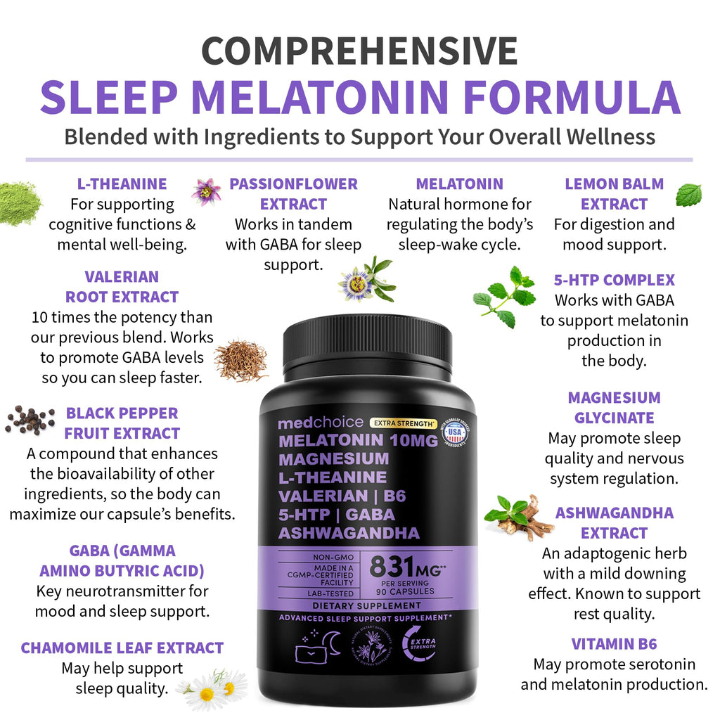 Melatonin Sleep Support Capsules with Herbal Blend

