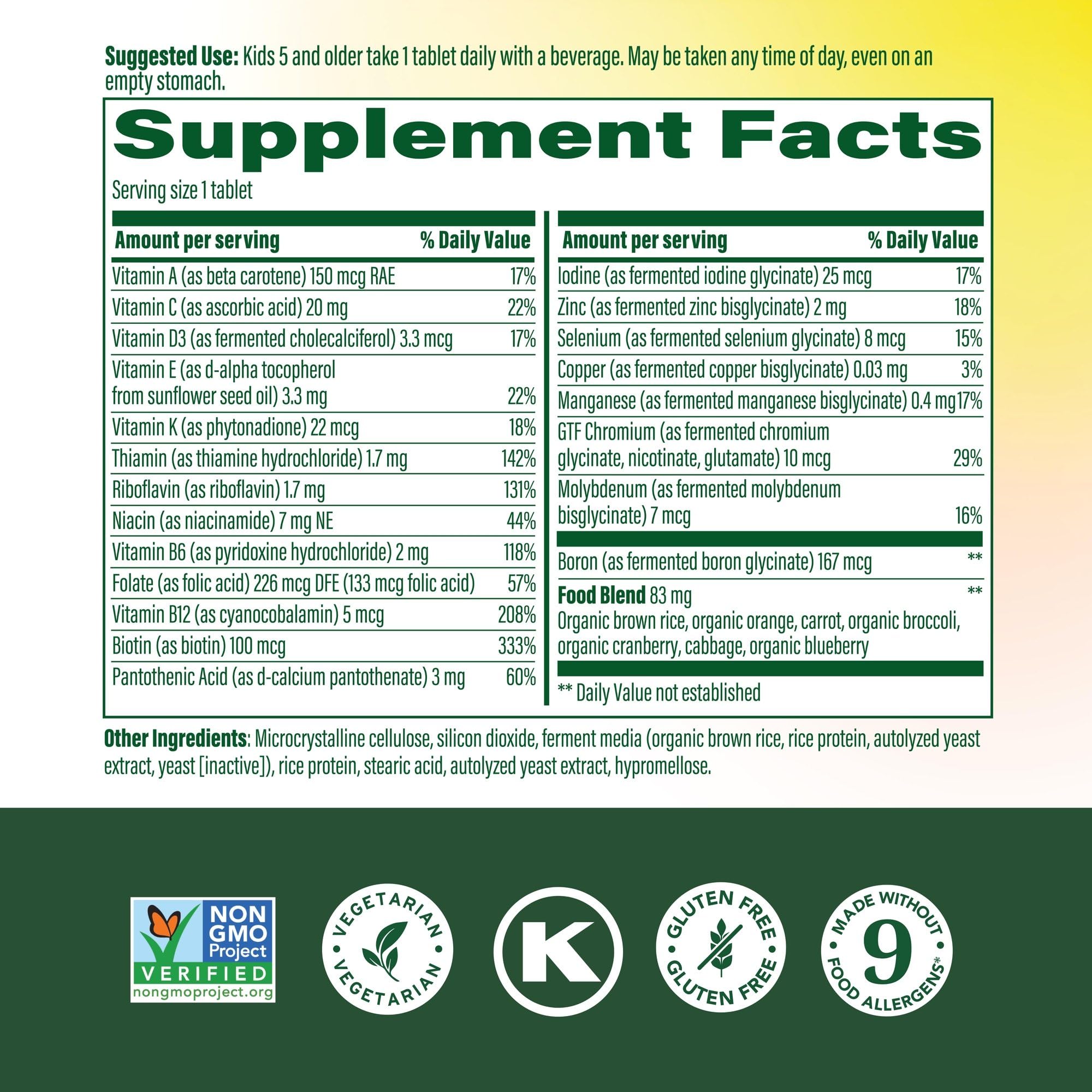 MegaFood Multivitamin for Kids – One Daily Mini Tablet

