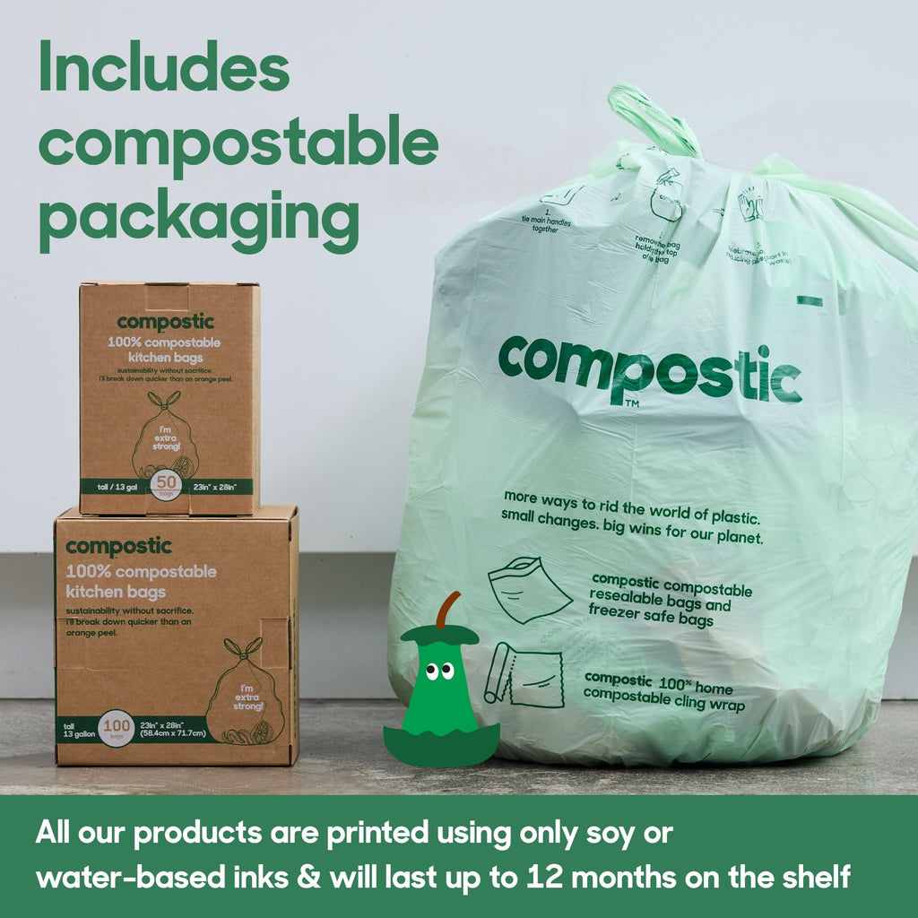 Compostic Compostable Trash Bags Extra Strong Plant-Based

