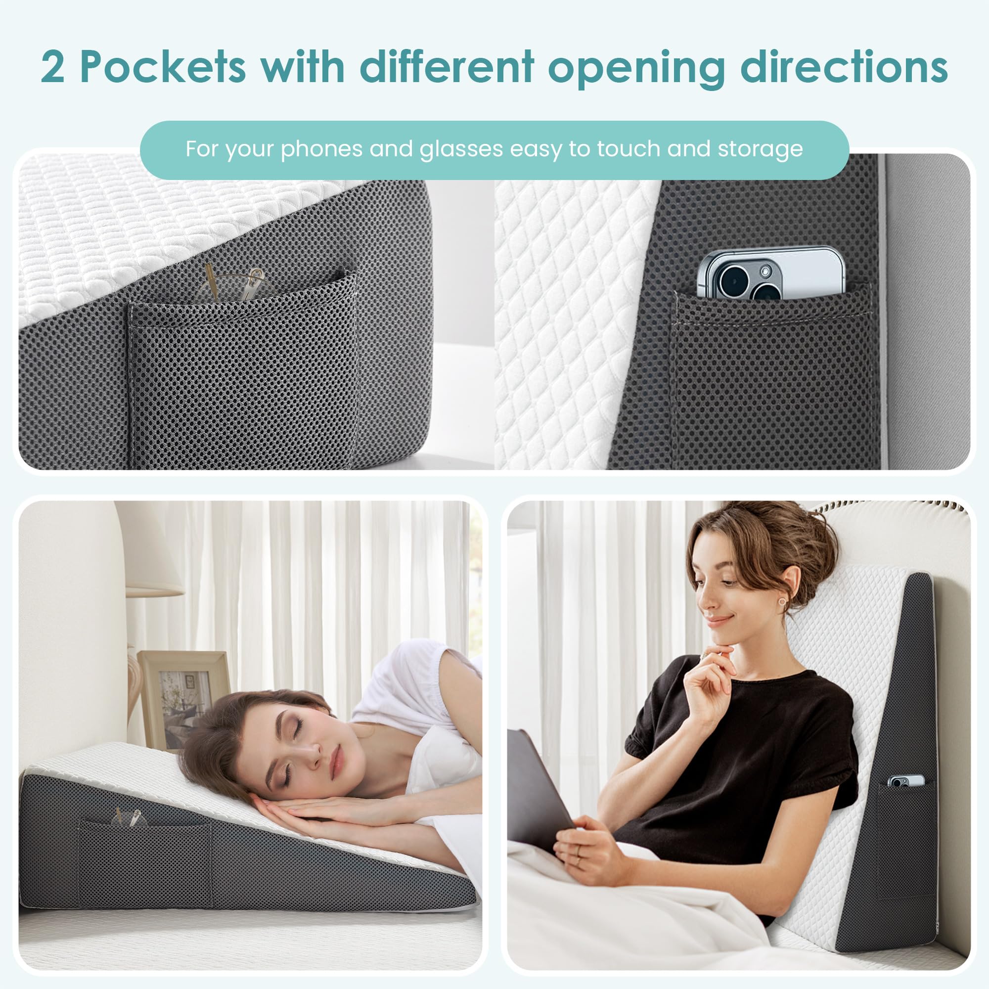 Cozymaker Bed Wedge Pillow | Ergonomic Memory Foam

