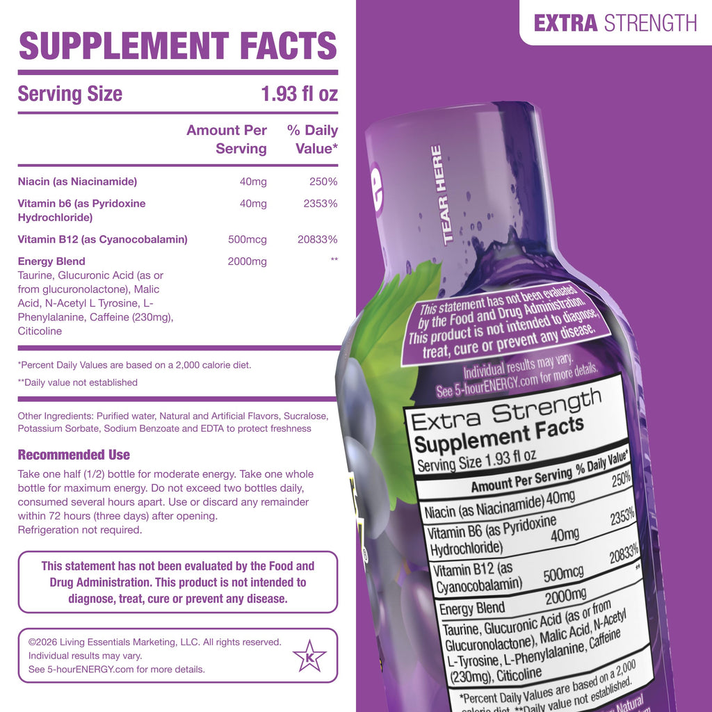 5-hour ENERGY Grape Flavor Energy Shot - Sugar Free

