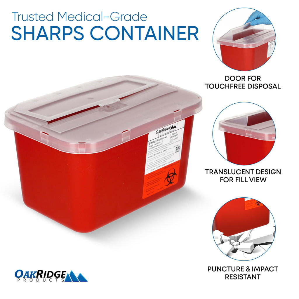OakRidge Sharps Container with Pop-Up Lid CDC Approved

