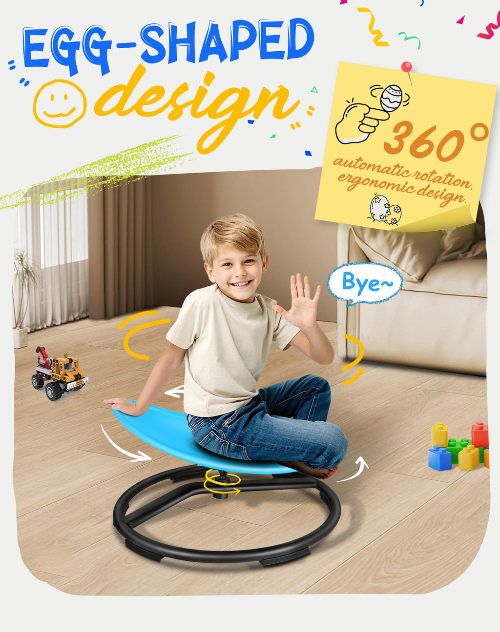 FERUERW Spinning Chair for Autistic Kids - Sensory Toy

