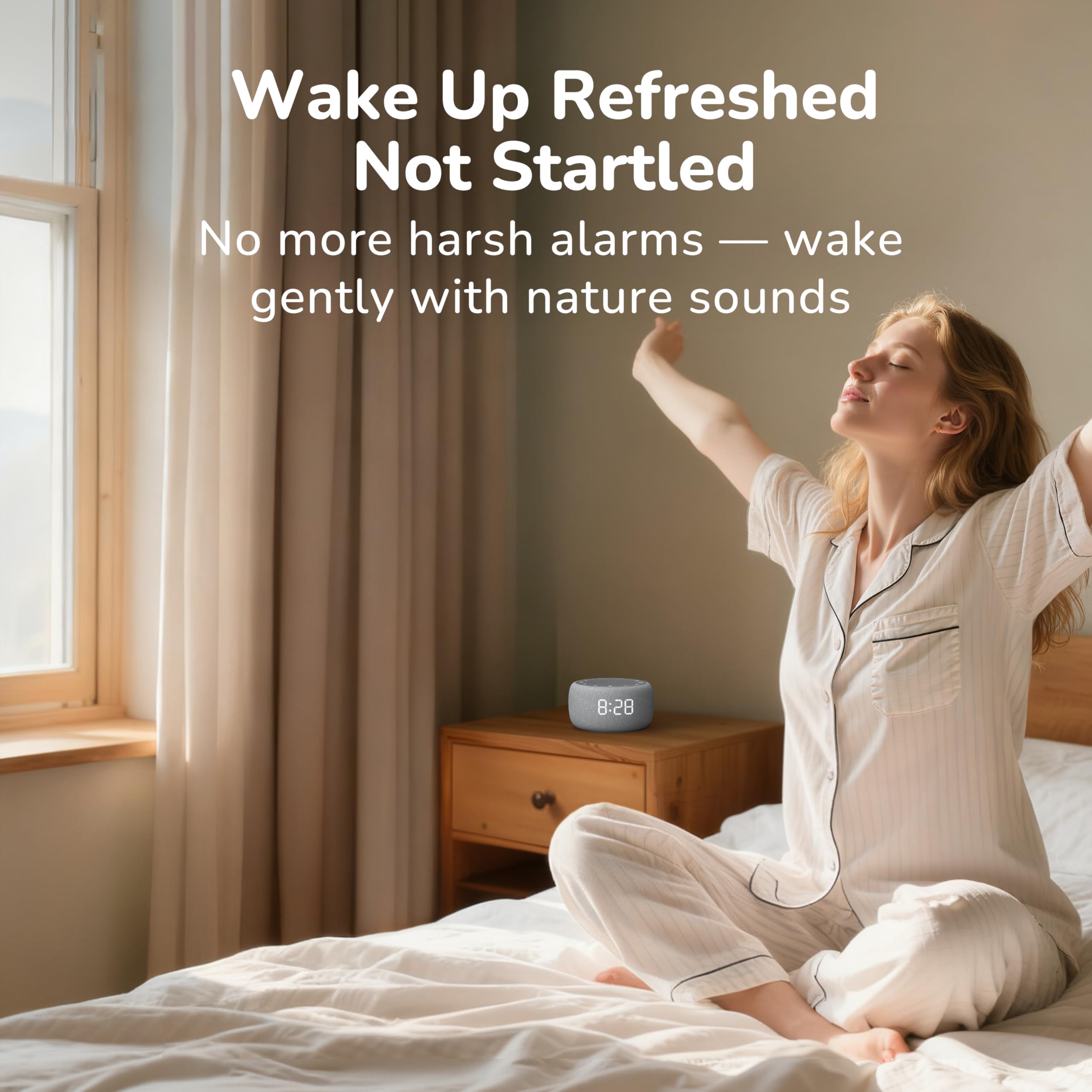Buffbee Alarm Clock with Sound Machine - Gentle Wake

