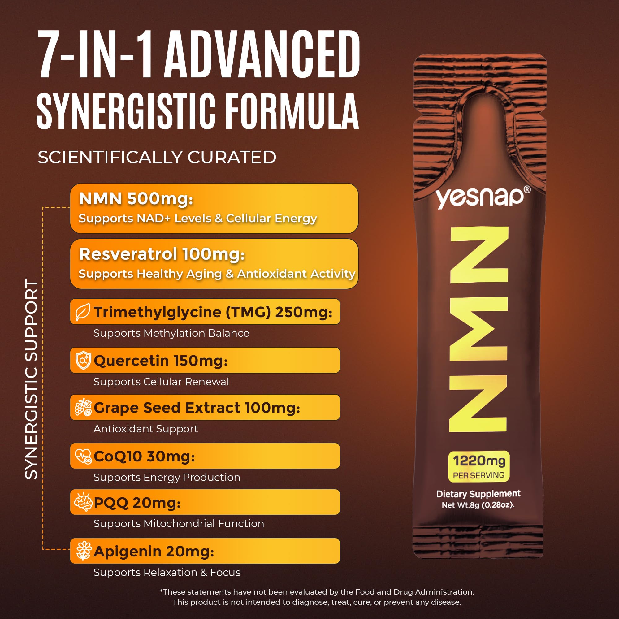 NMN NAD+ Liquid Dietary Supplement with Resveratrol & CoQ10

