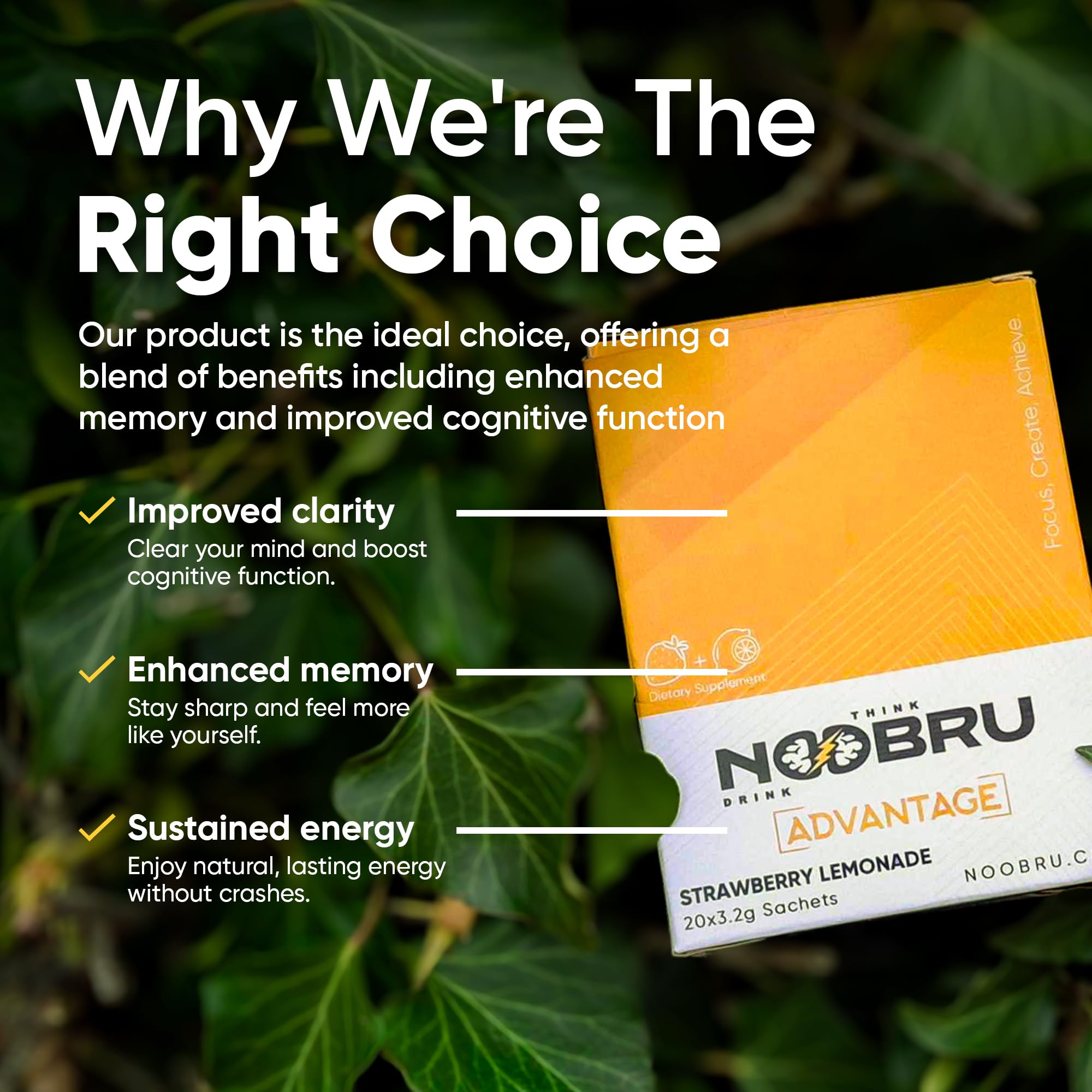 Noobru Advantage Nootropic Brain Support for Focus

