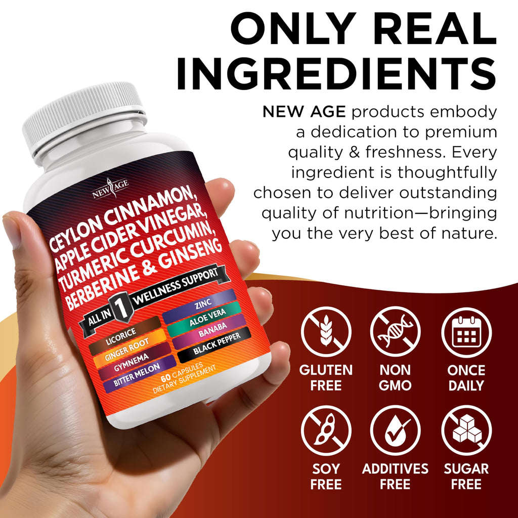 New Age Cinnamon Turmeric Apple Cider Vinegar Ginseng Supplement

