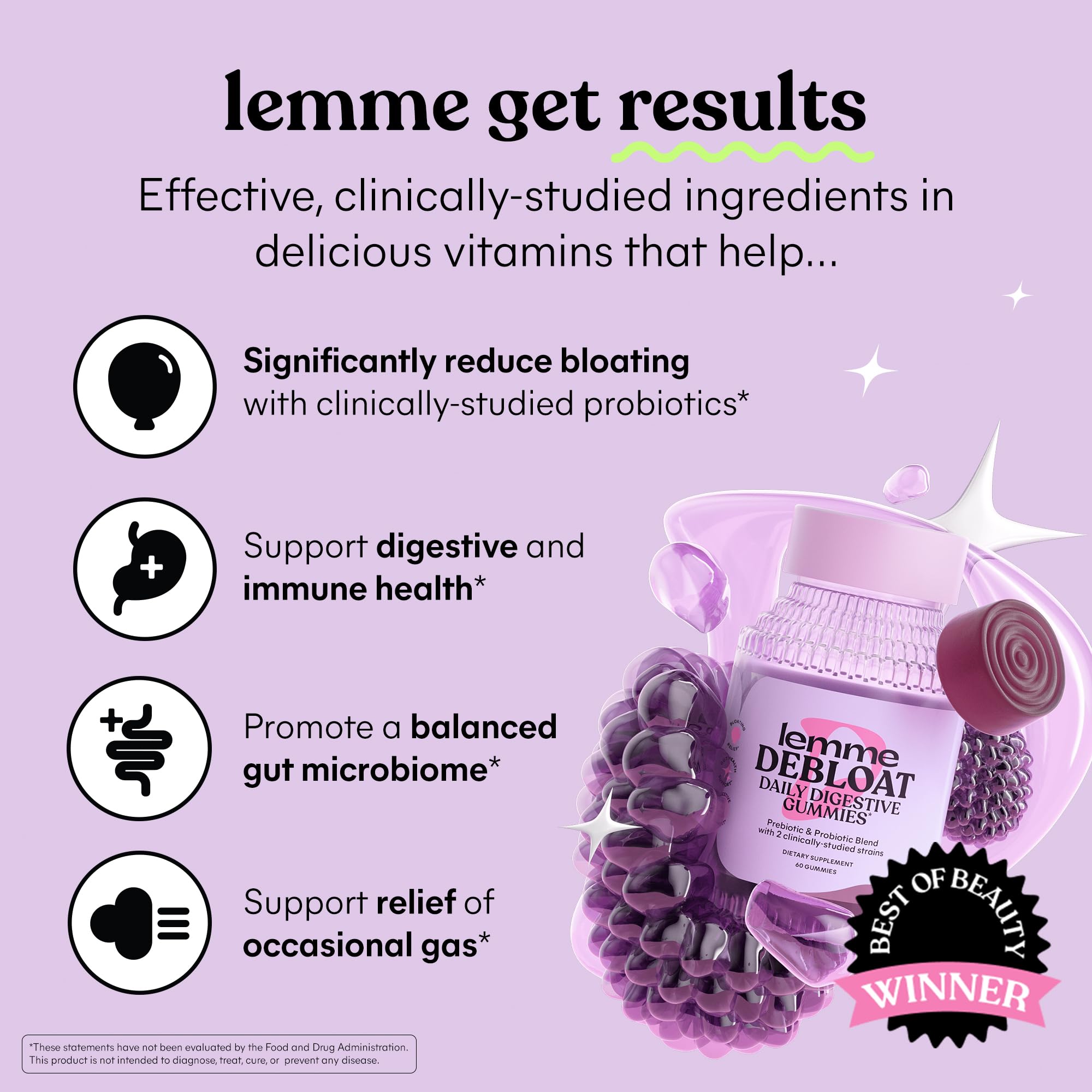 Lemme Debloat Probiotic Gummies with Prebiotic

