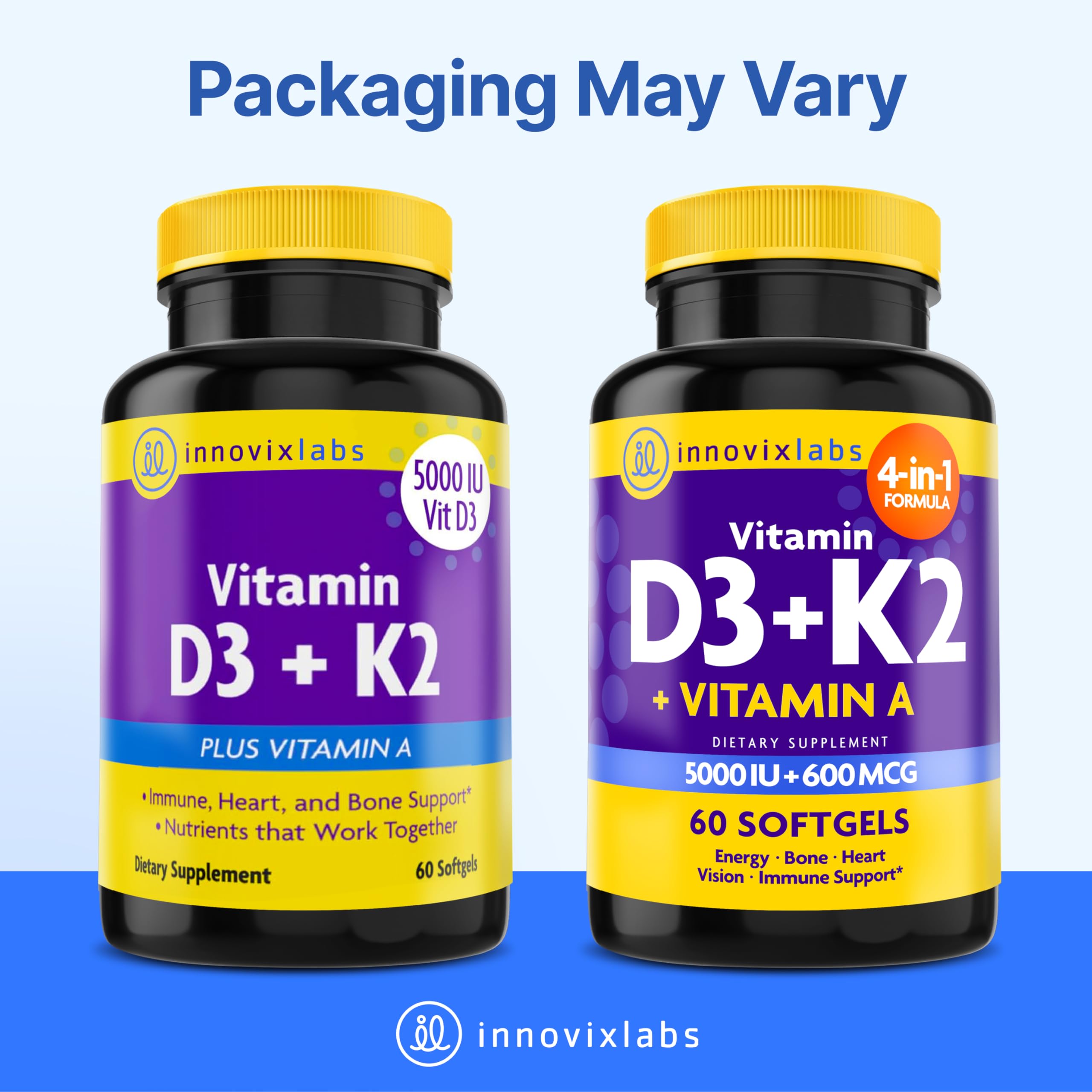 InnovixLabs Vitamin D3 K2 MK4 MK7 for Bone Health

