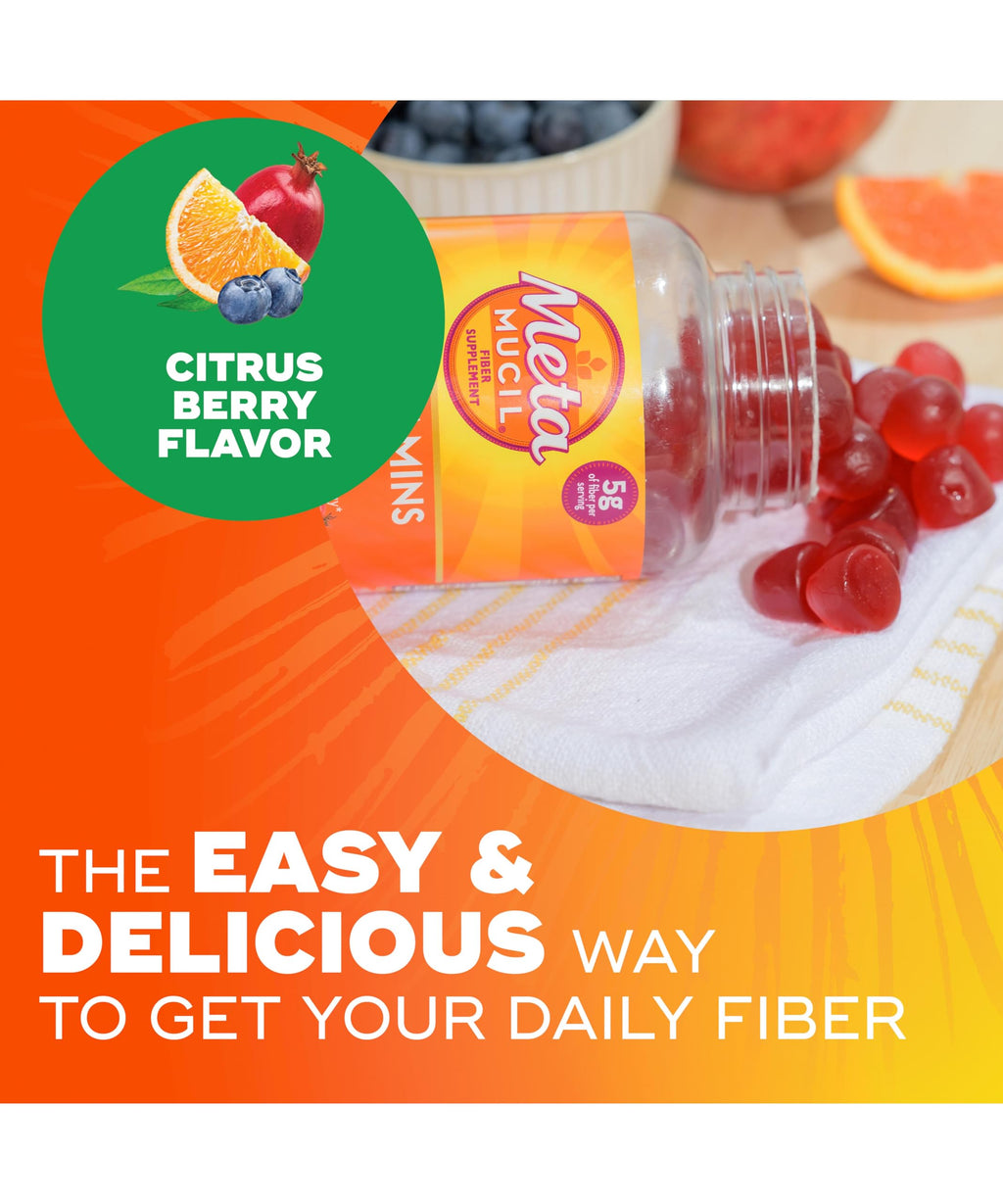 Metamucil Citrus Berry Fiber Gummies | Vitamins C, D & B12

