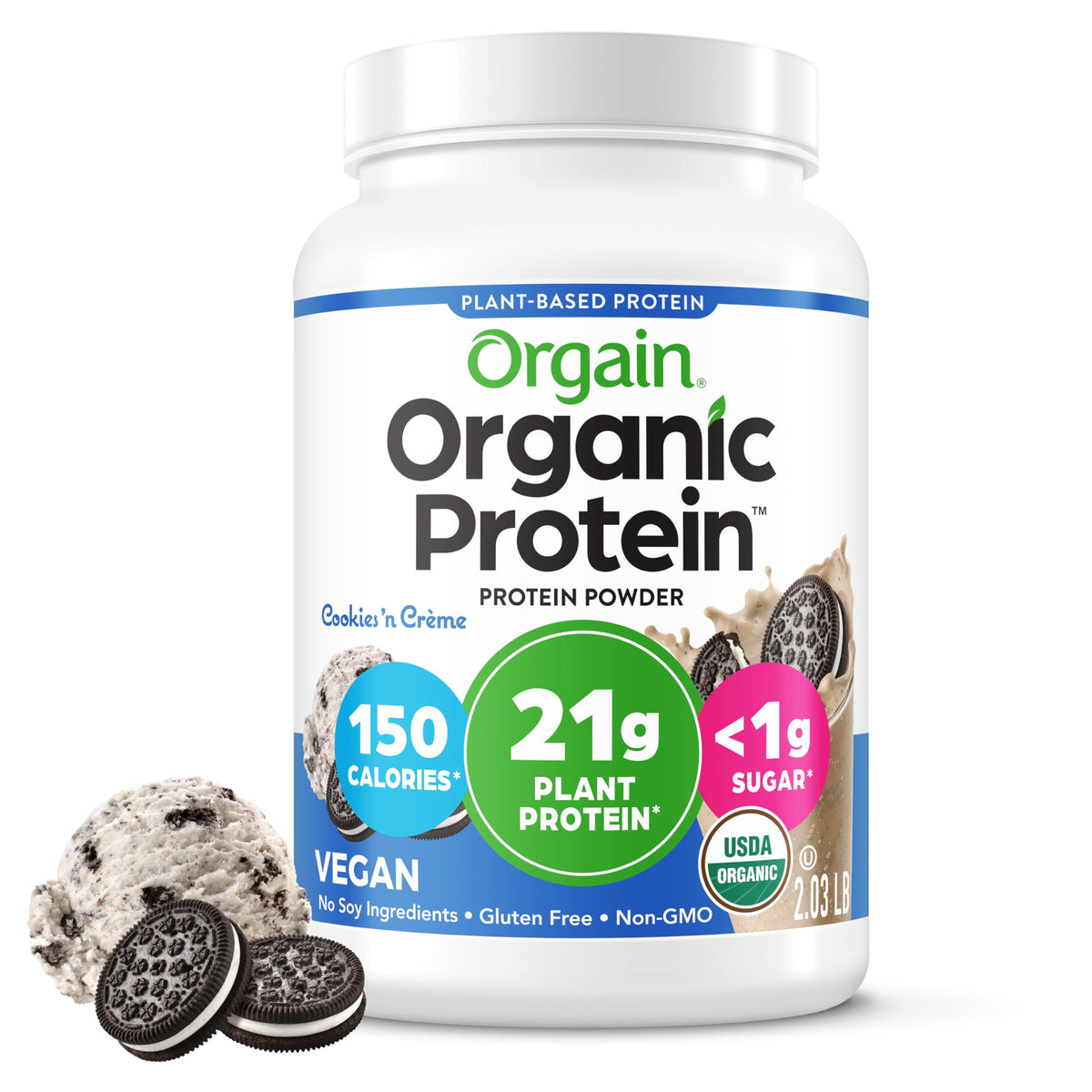Orgain Organic Vegan Protein Powder - Plant-Based Protein for Shakes & Smoothies
