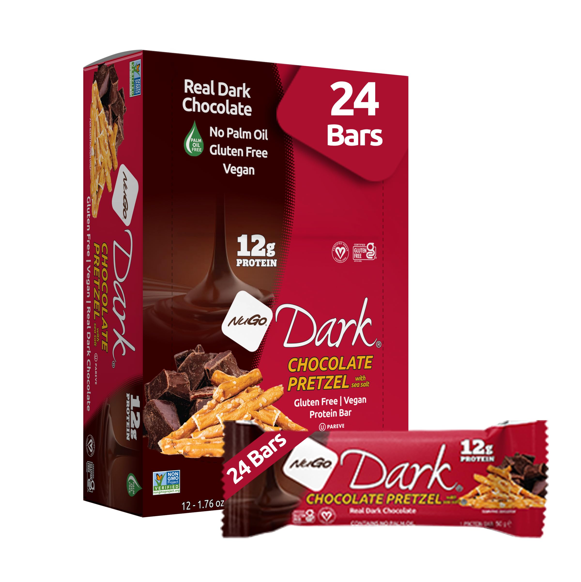 NuGo Dark Vegan Protein Bar Real Dark Chocolate Gluten Free

