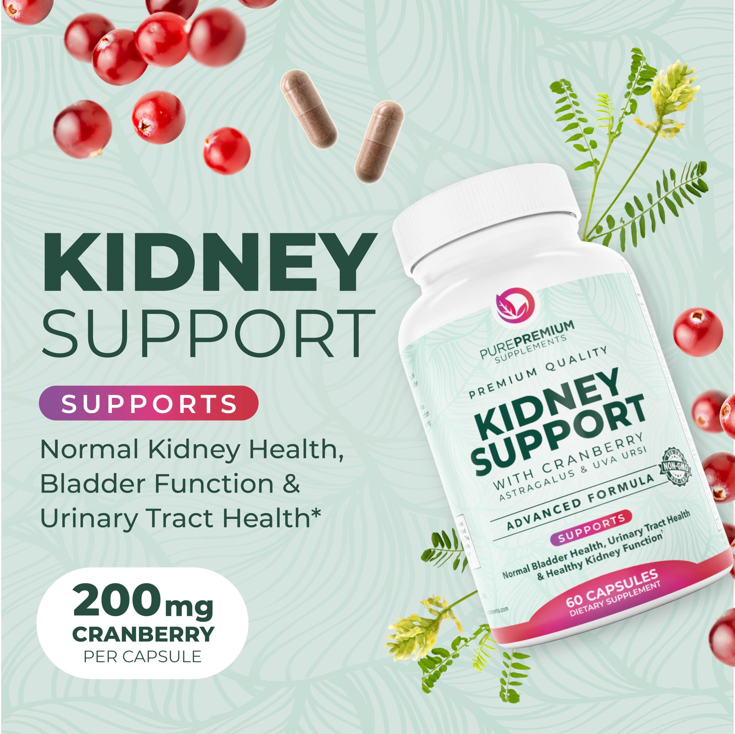 PurePremium Kidney Support - Cranberry & Astragalus Detox

