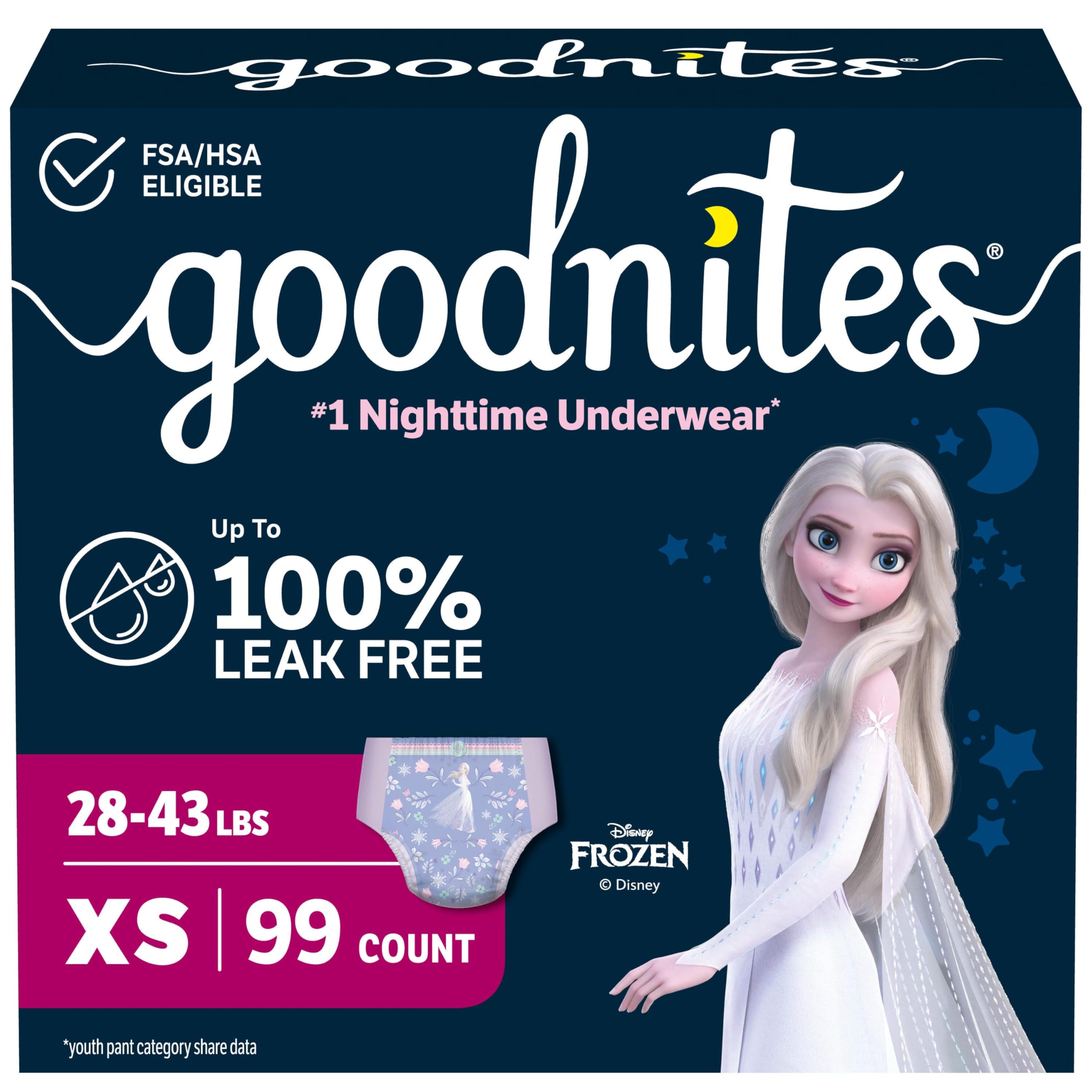 Goodnites Girls' Nighttime Bedwetting Underwear for Overnight Protection