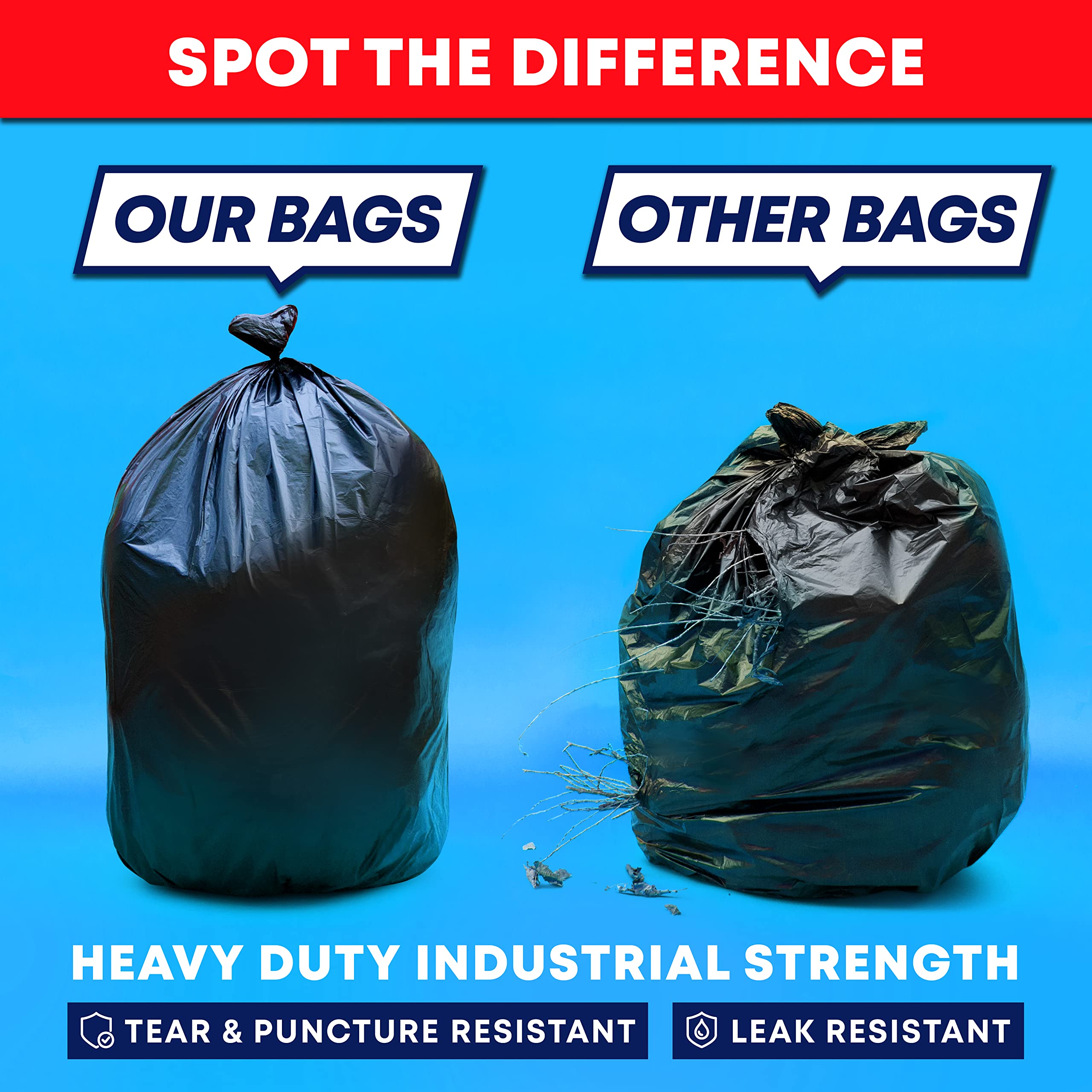 Tasker 55 Gallon Heavy Duty Trash Bags | Contractor Grade

